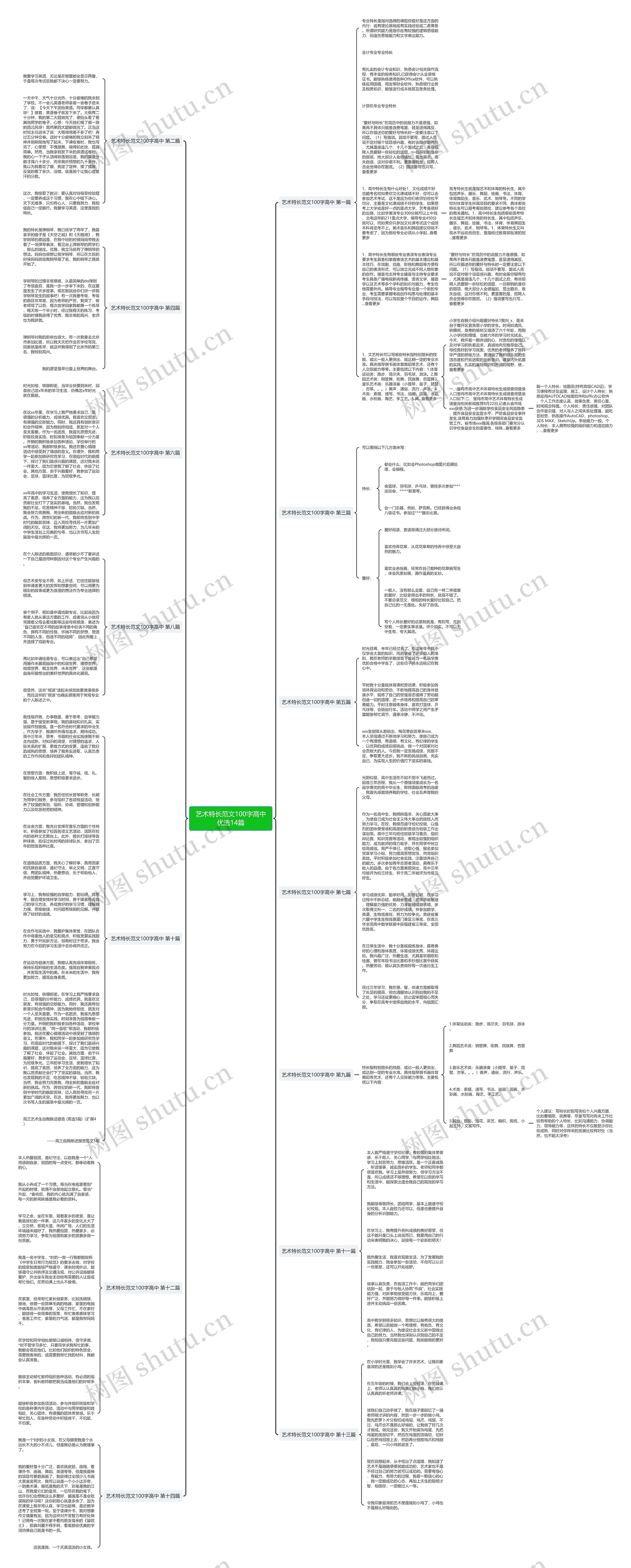 艺术特长范文100字高中优选14篇思维导图