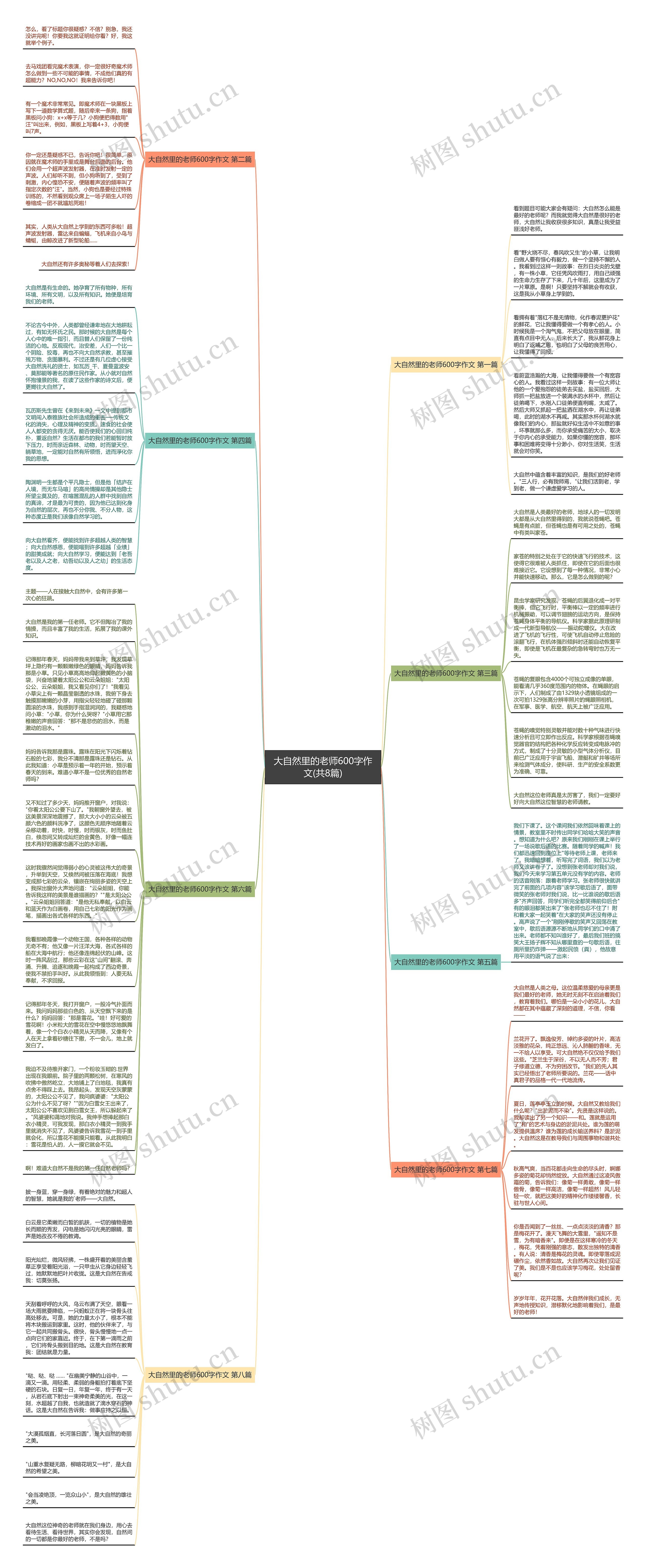 大自然里的老师600字作文(共8篇)思维导图