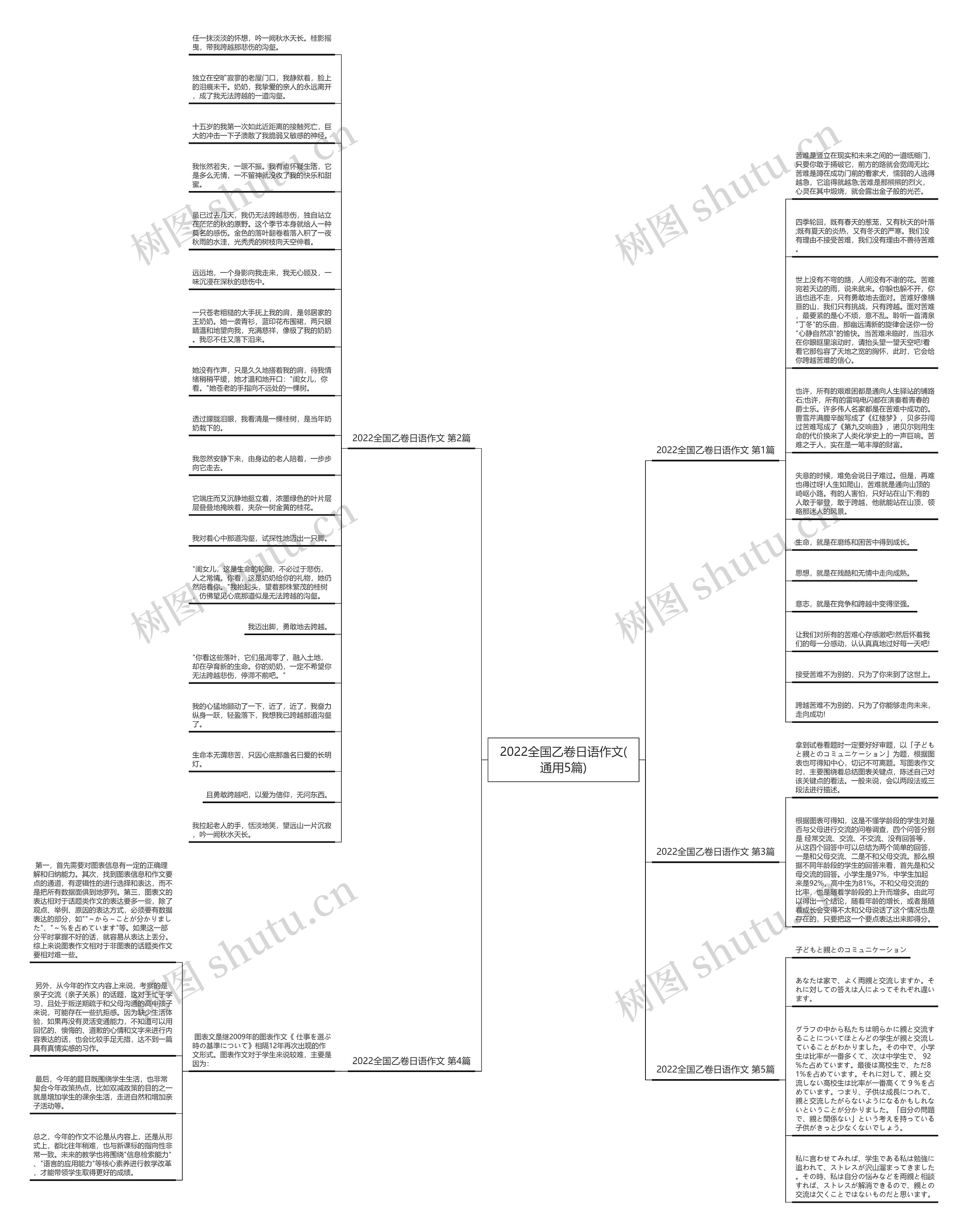 2022全国乙卷日语作文(通用5篇)思维导图