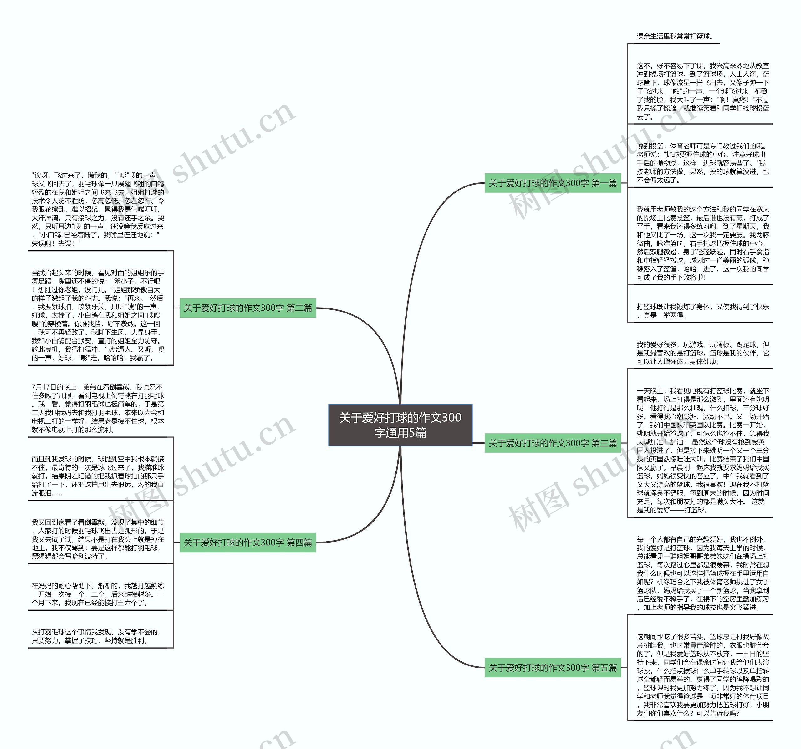 关于爱好打球的作文300字通用5篇思维导图