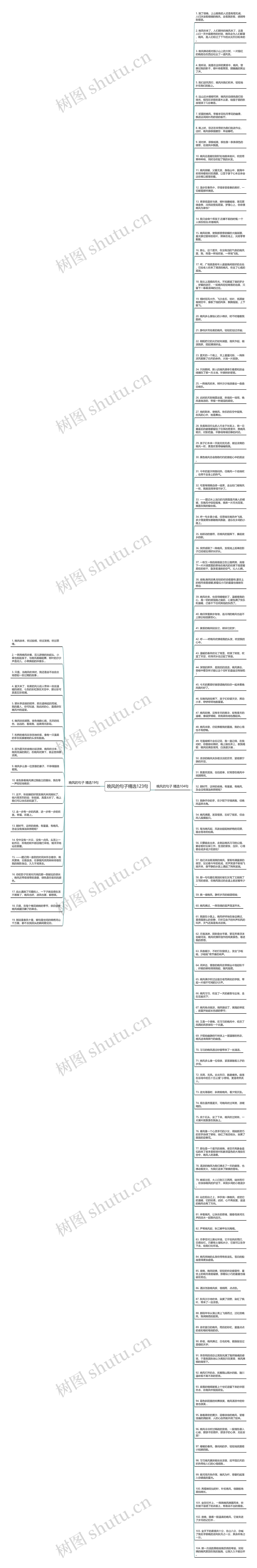 晚风的句子精选123句思维导图