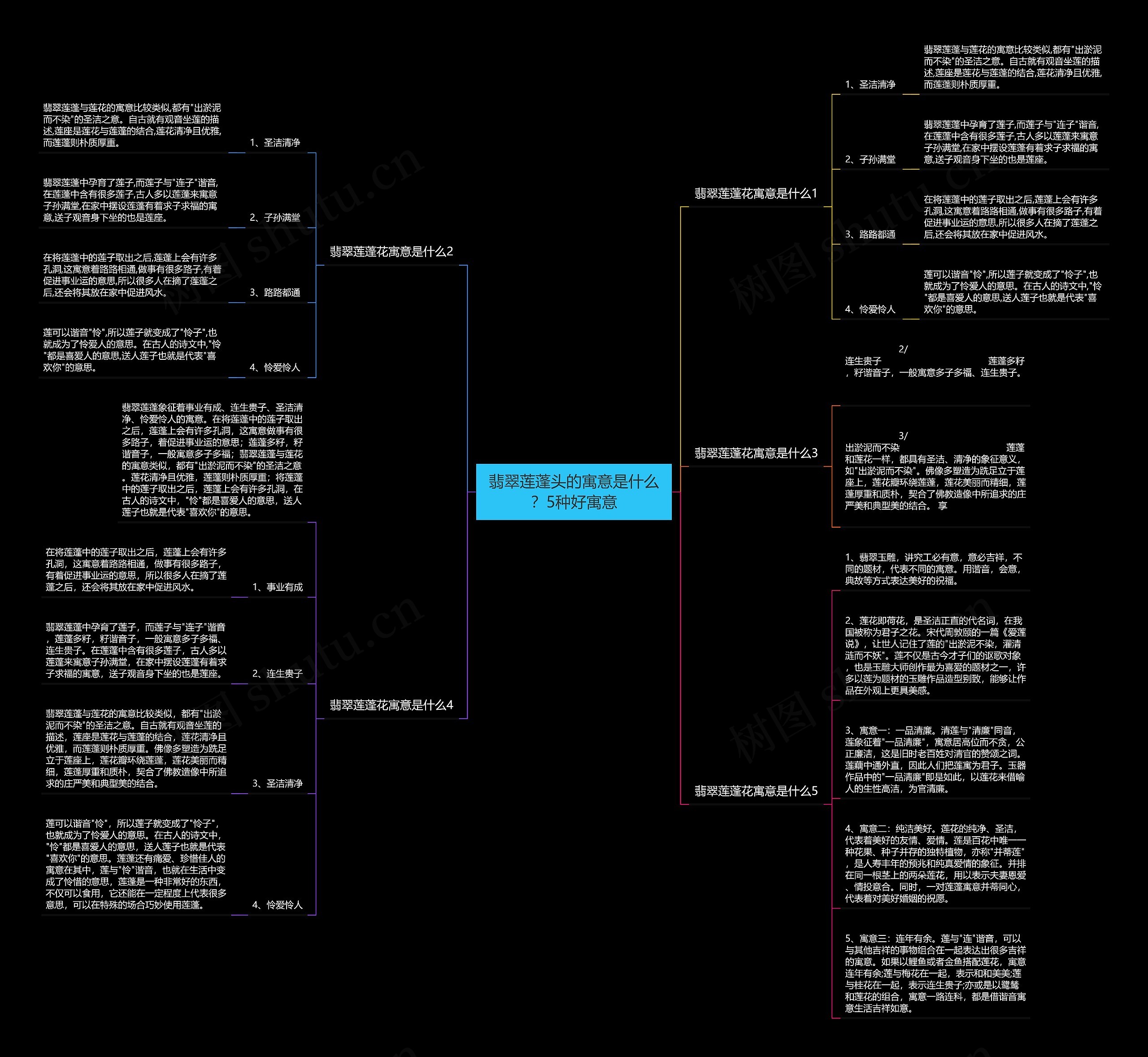翡翠莲蓬头的寓意是什么？5种好寓意思维导图