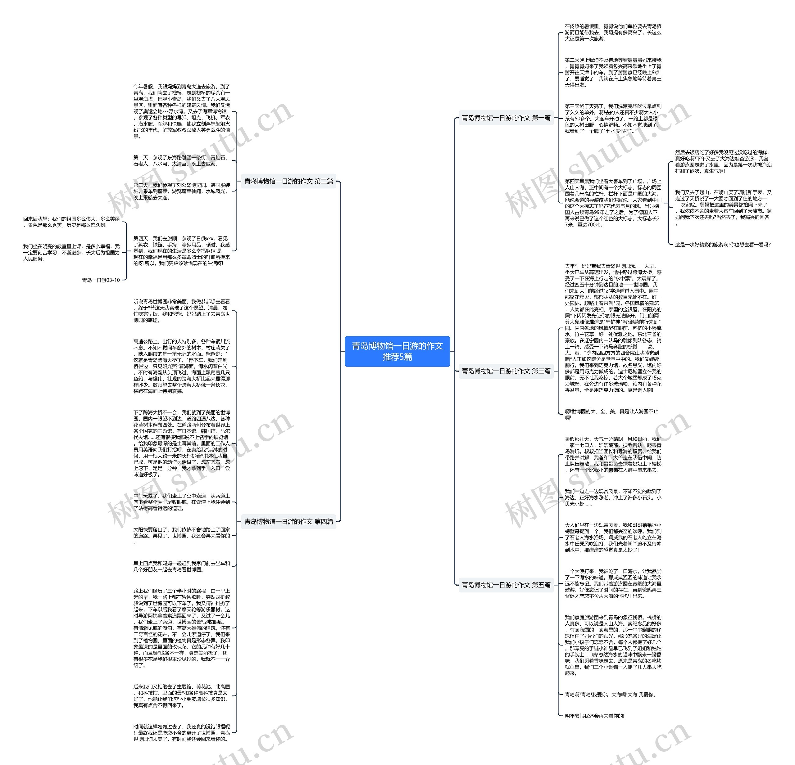 青岛博物馆一日游的作文推荐5篇思维导图
