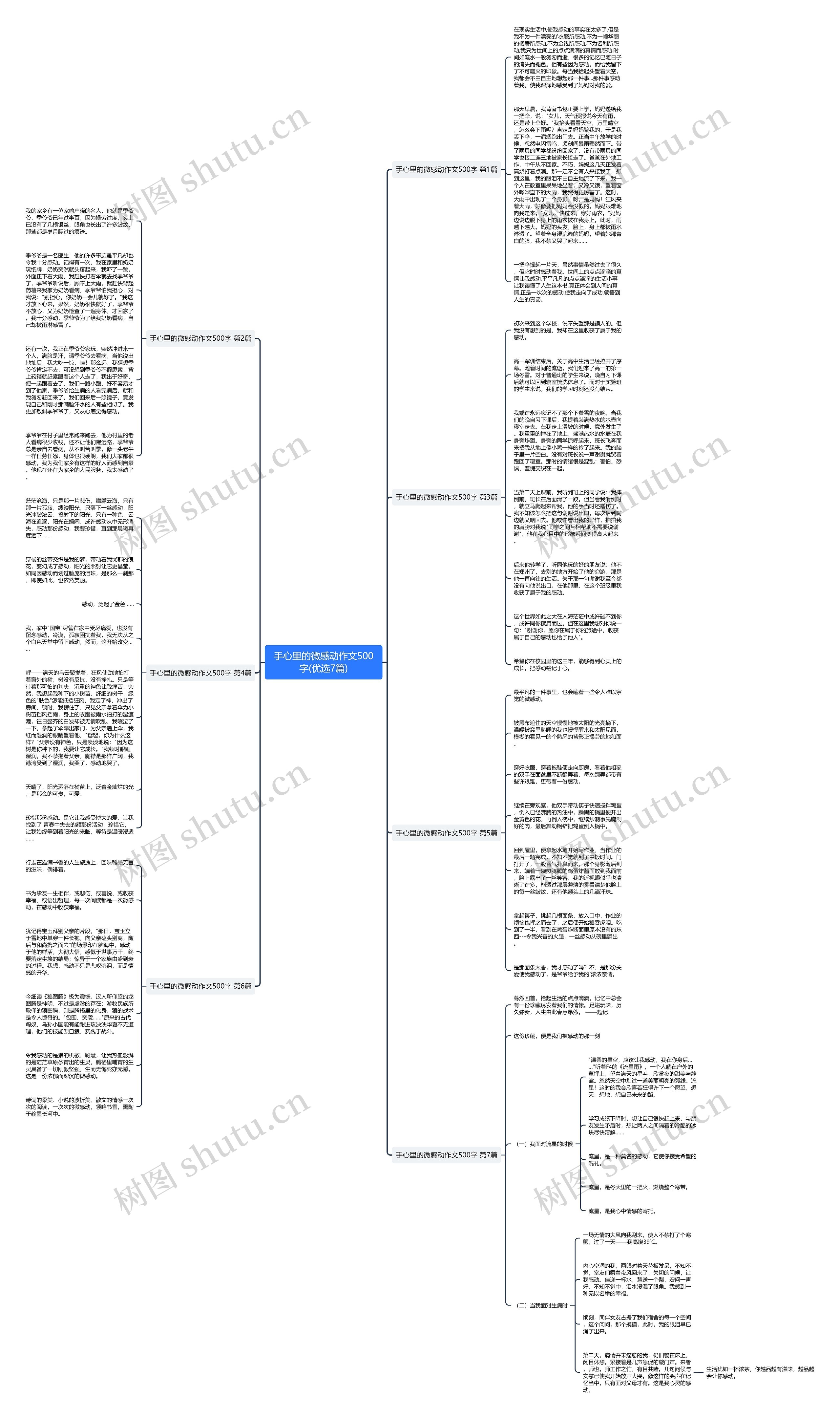 手心里的微感动作文500字(优选7篇)思维导图