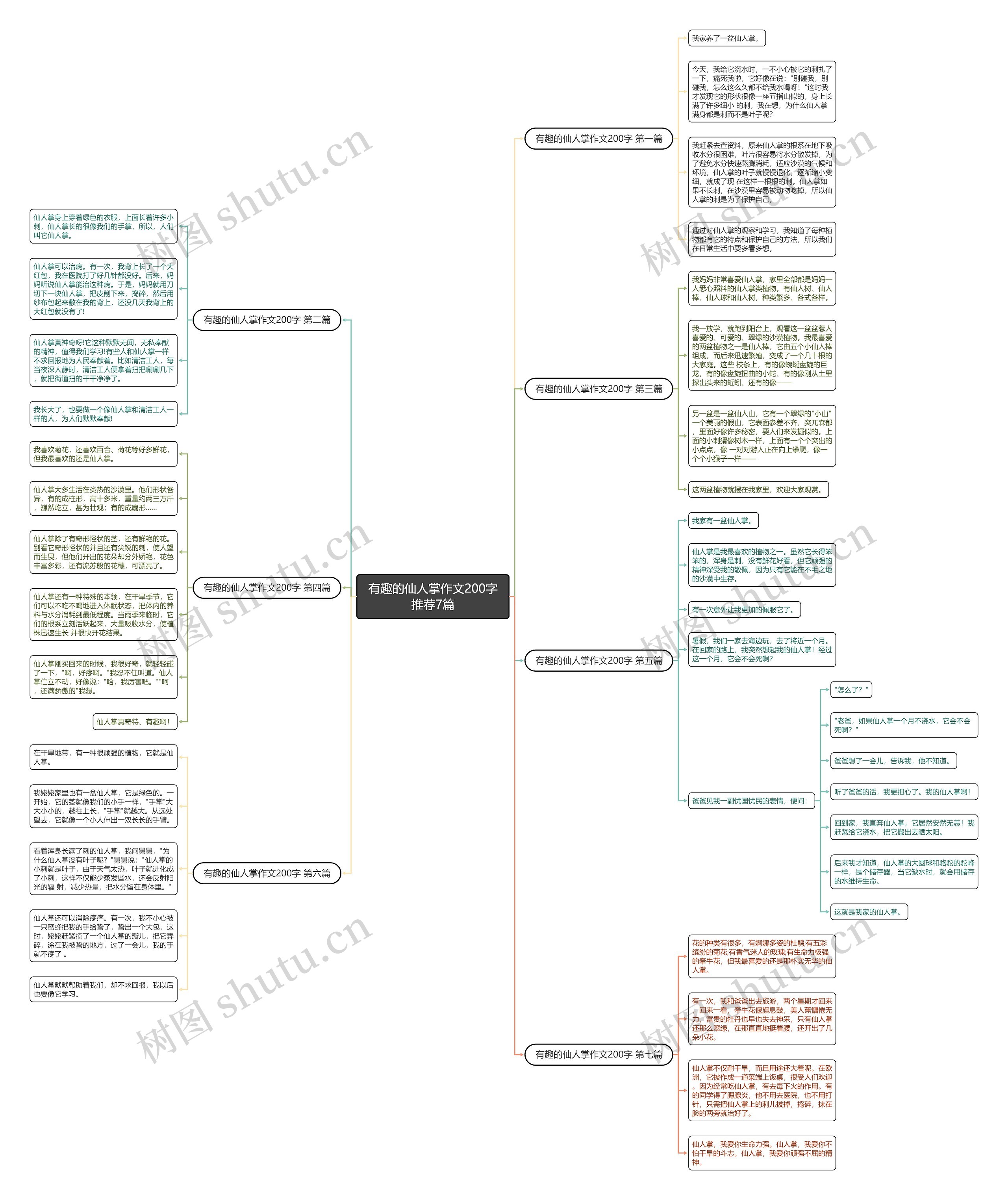 有趣的仙人掌作文200字推荐7篇思维导图