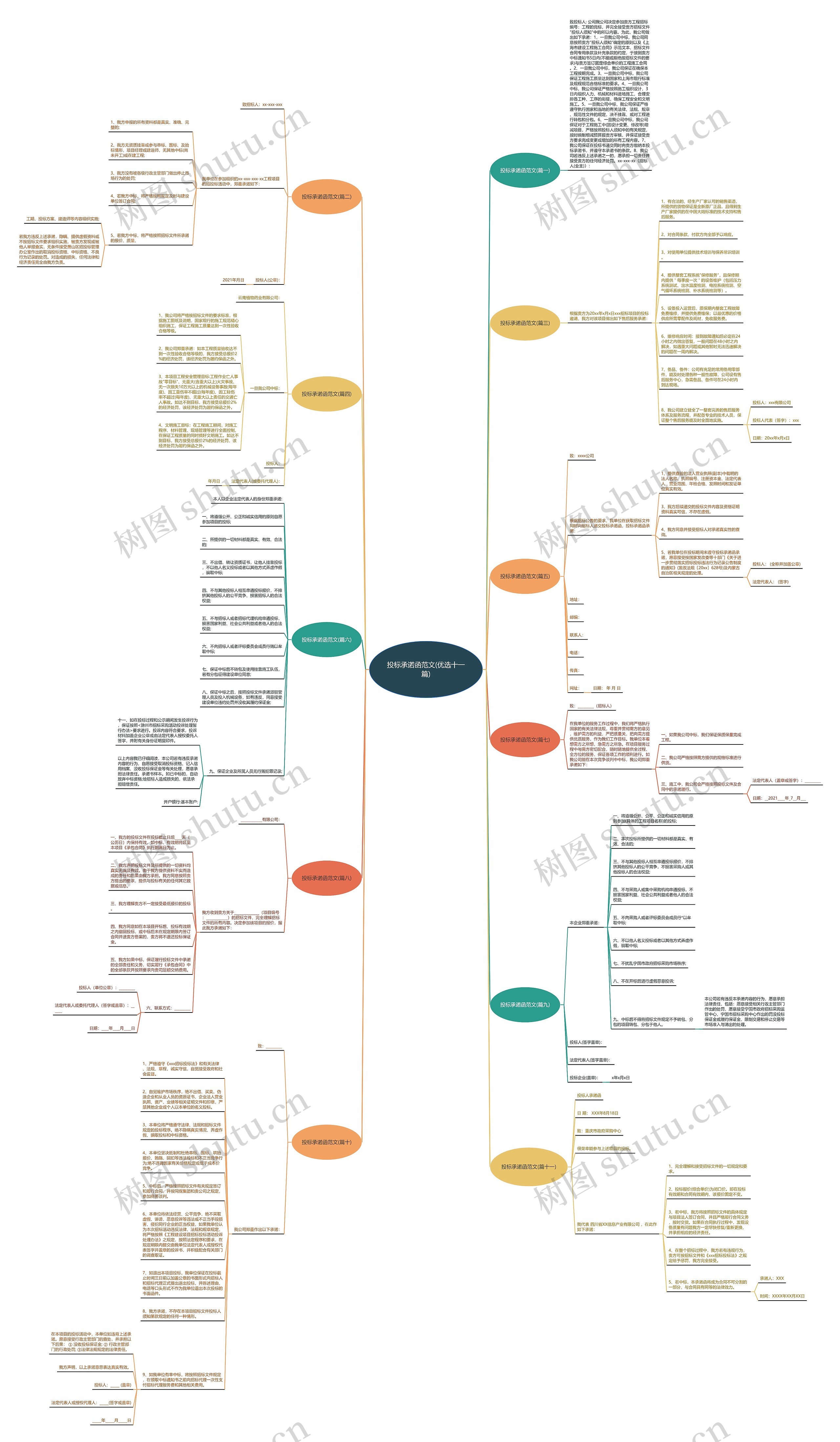 投标承诺函范文(优选十一篇)思维导图