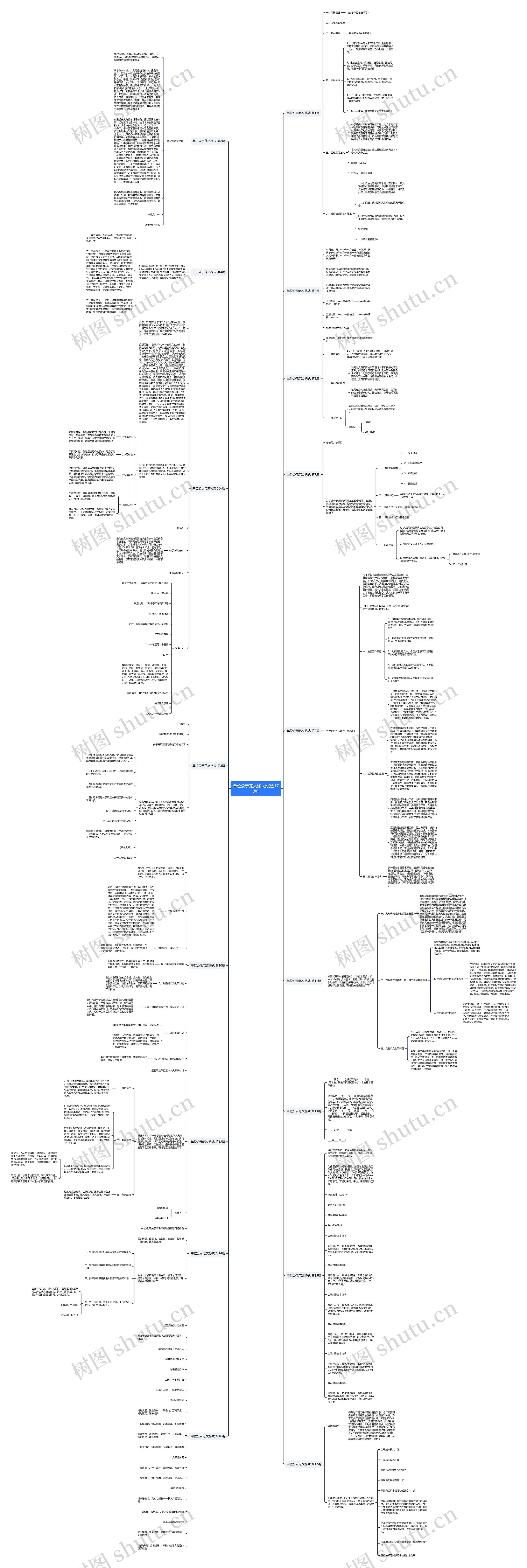单位公示范文格式(优选17篇)思维导图