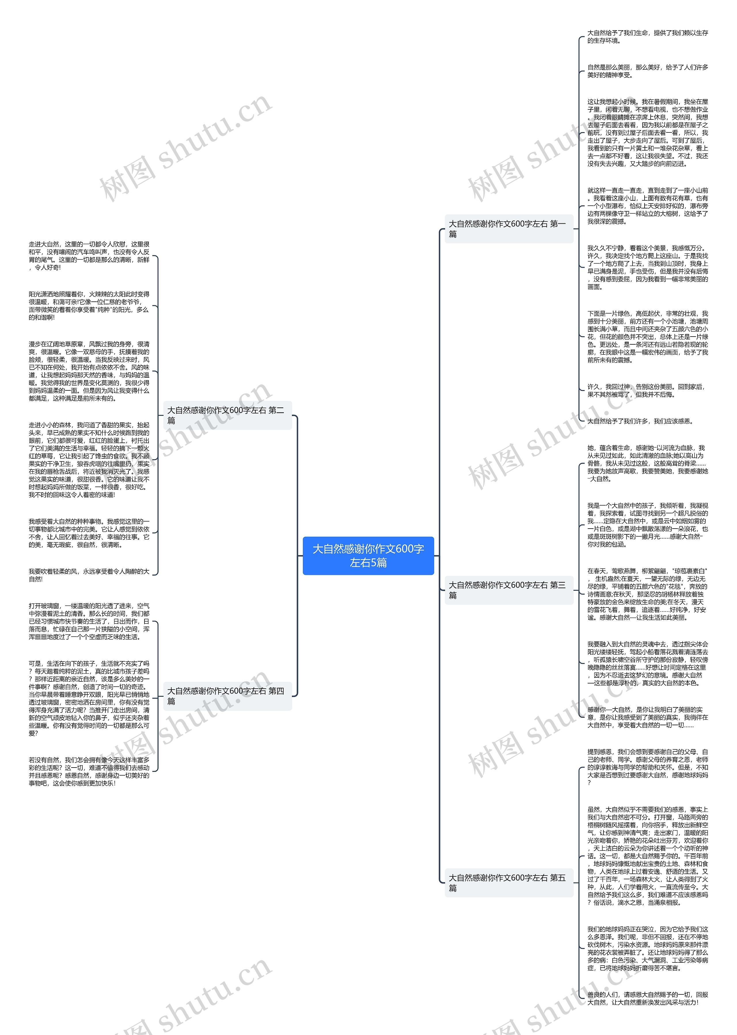 大自然感谢你作文600字左右5篇思维导图