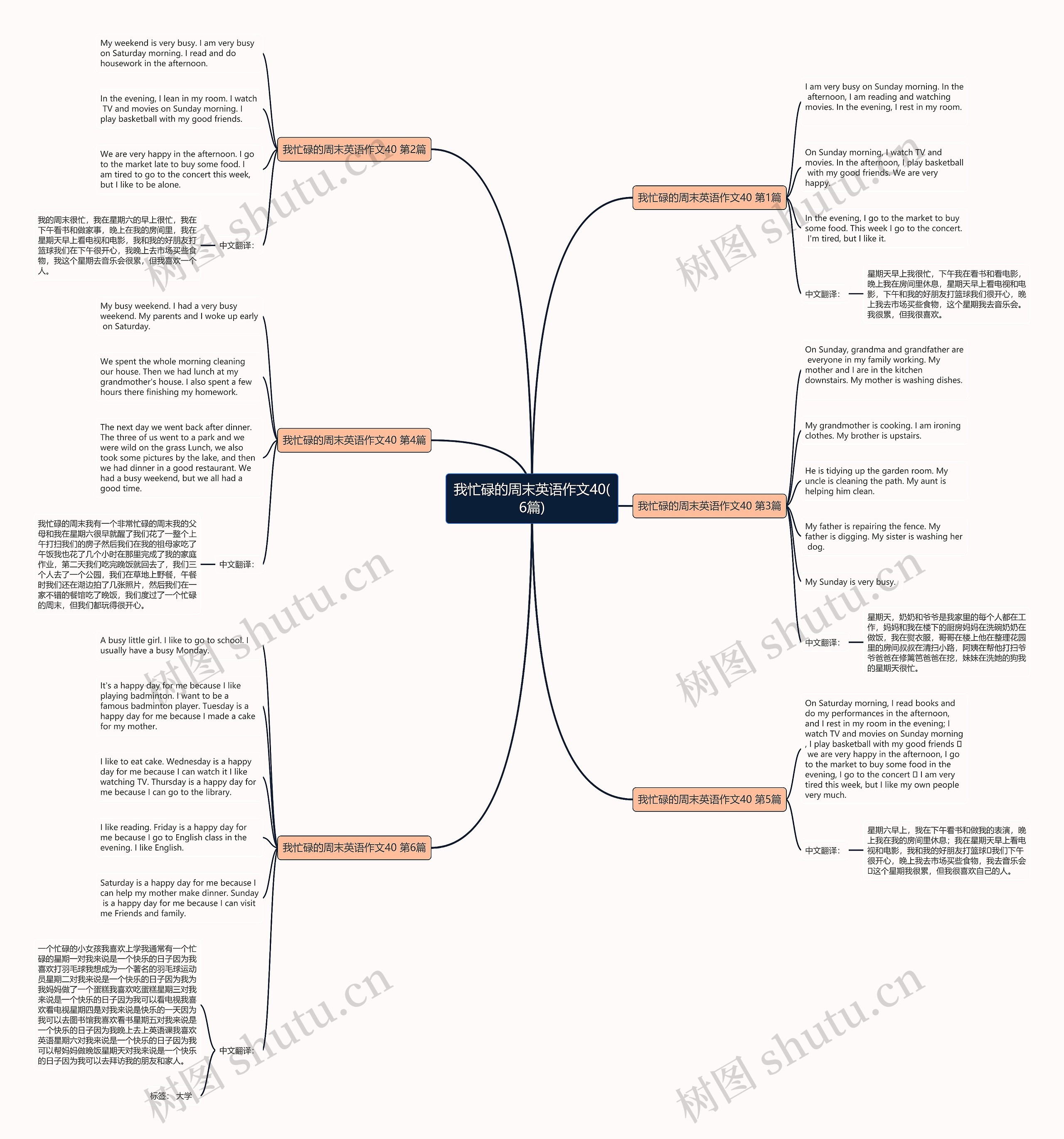 我忙碌的周末英语作文40(6篇)思维导图