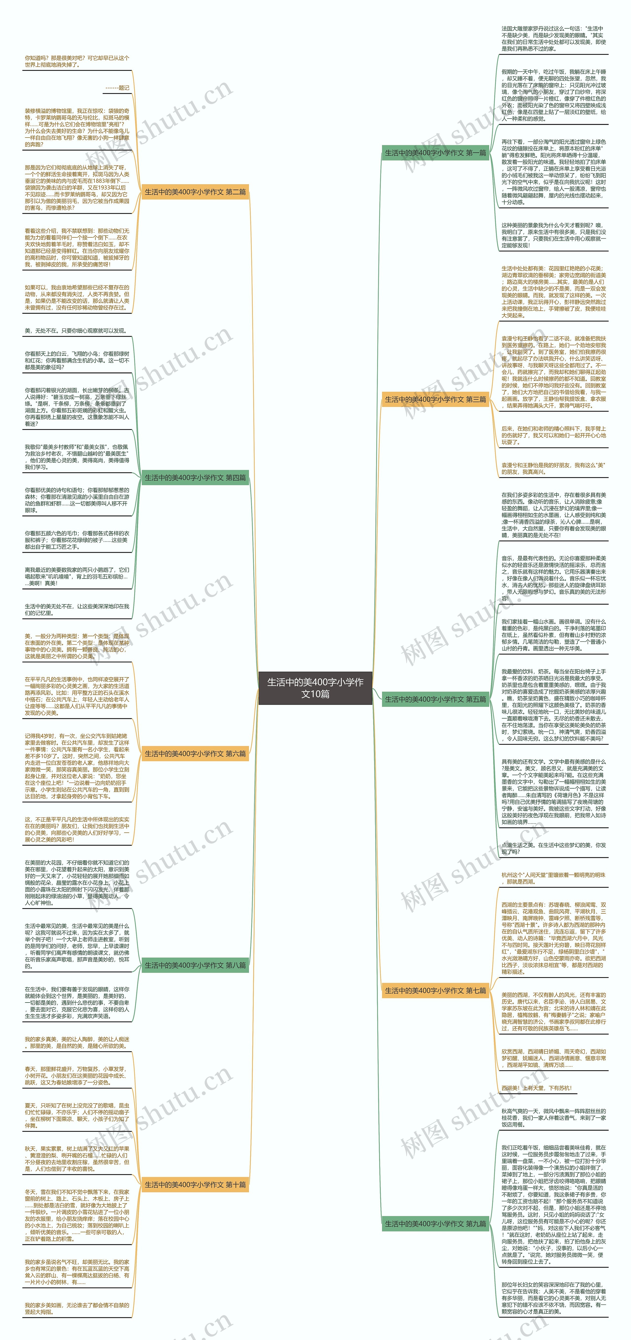 生活中的美400字小学作文10篇思维导图