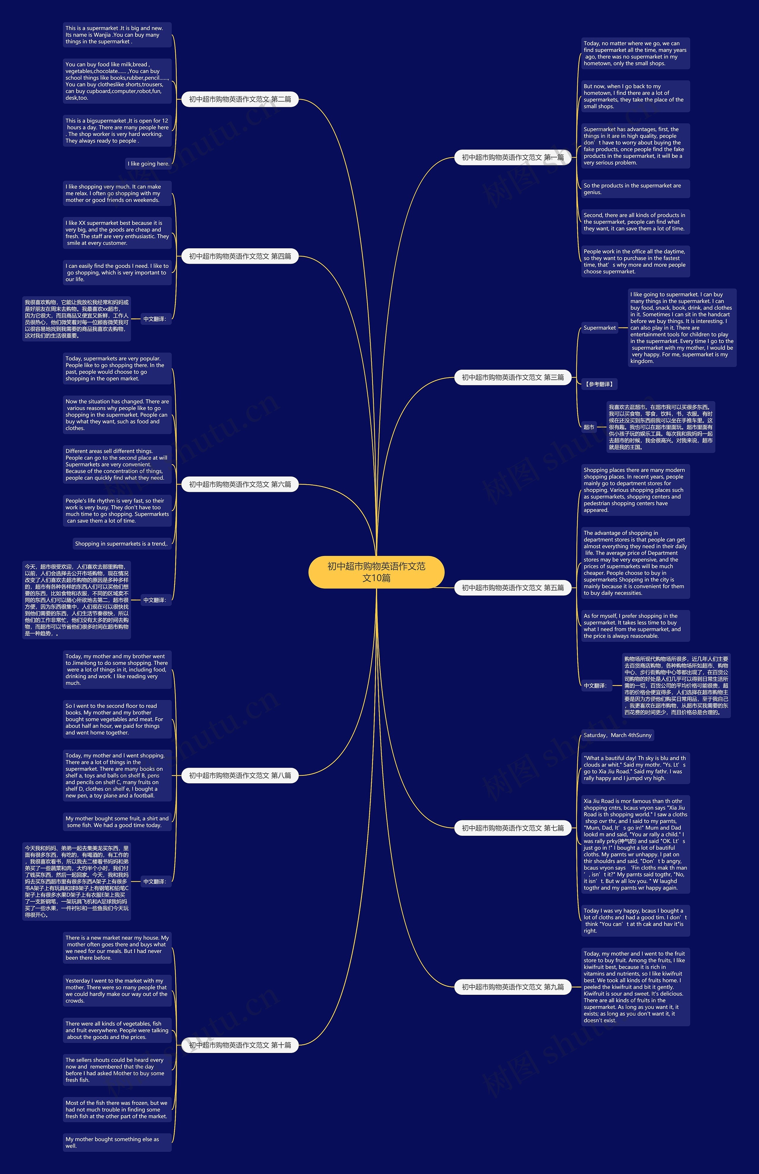 初中超市购物英语作文范文10篇思维导图