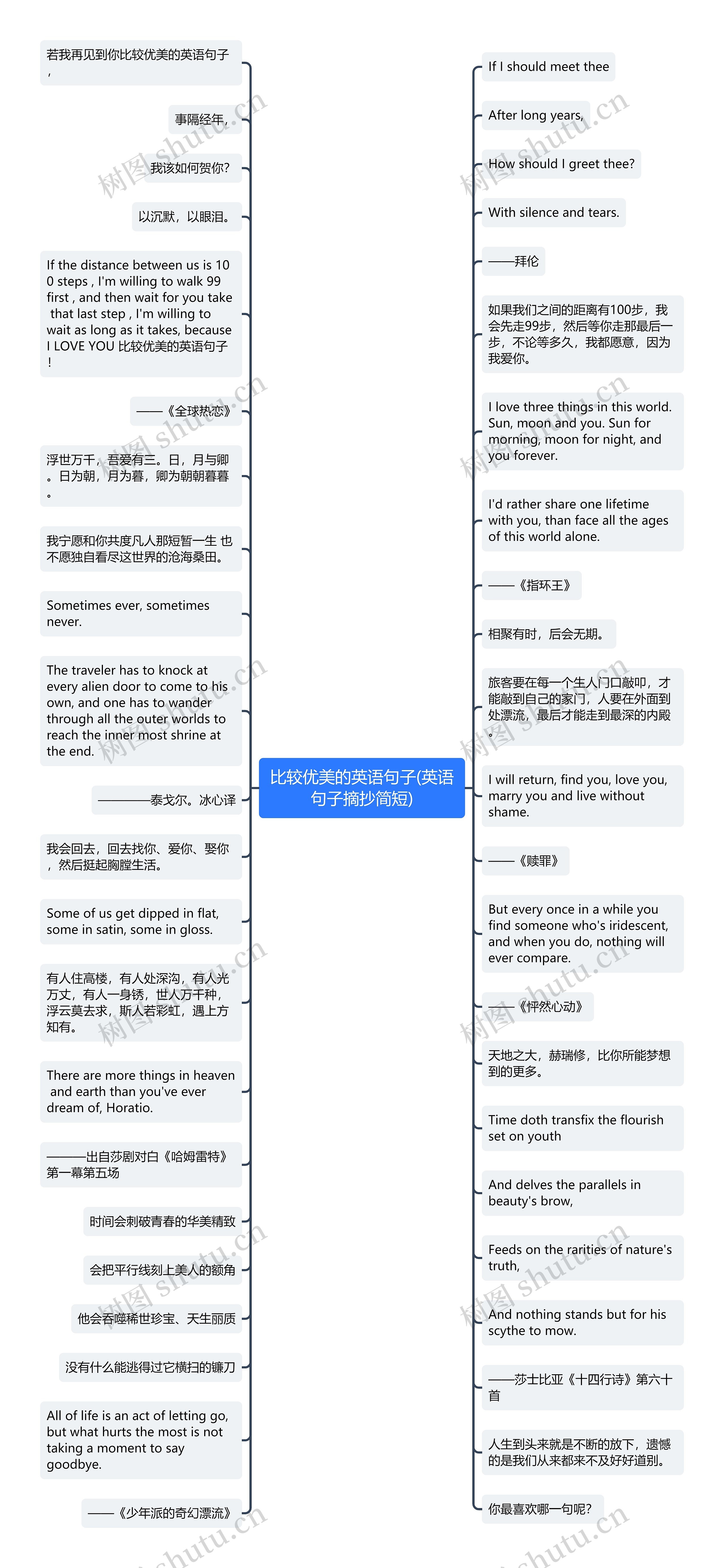 比较优美的英语句子(英语句子摘抄简短)思维导图