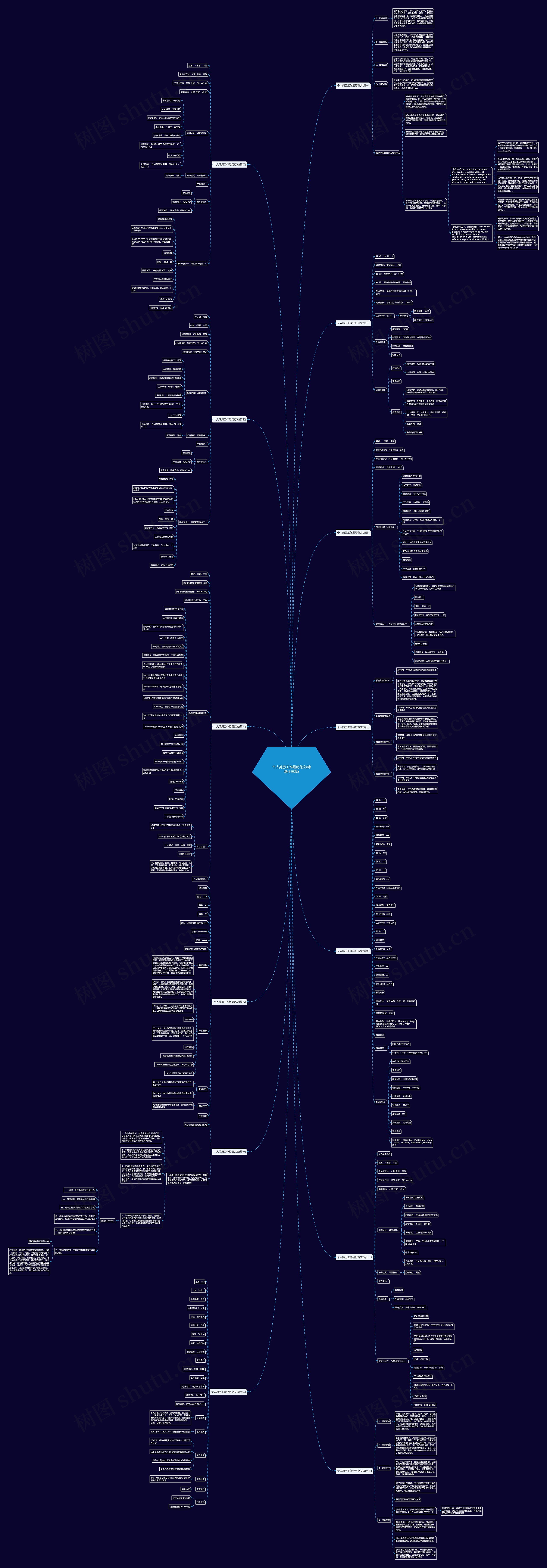个人简历工作经历范文(精选十三篇)思维导图