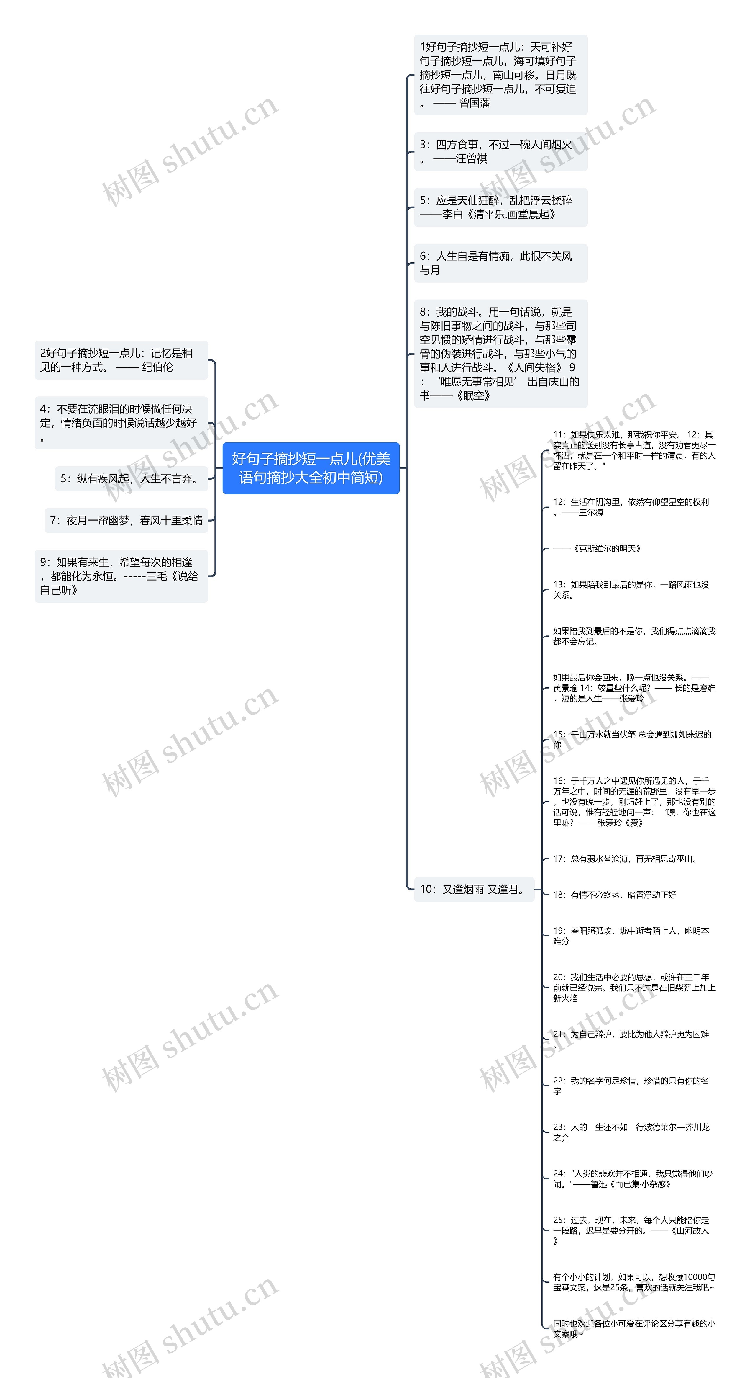 好句子摘抄短一点儿(优美语句摘抄大全初中简短)思维导图