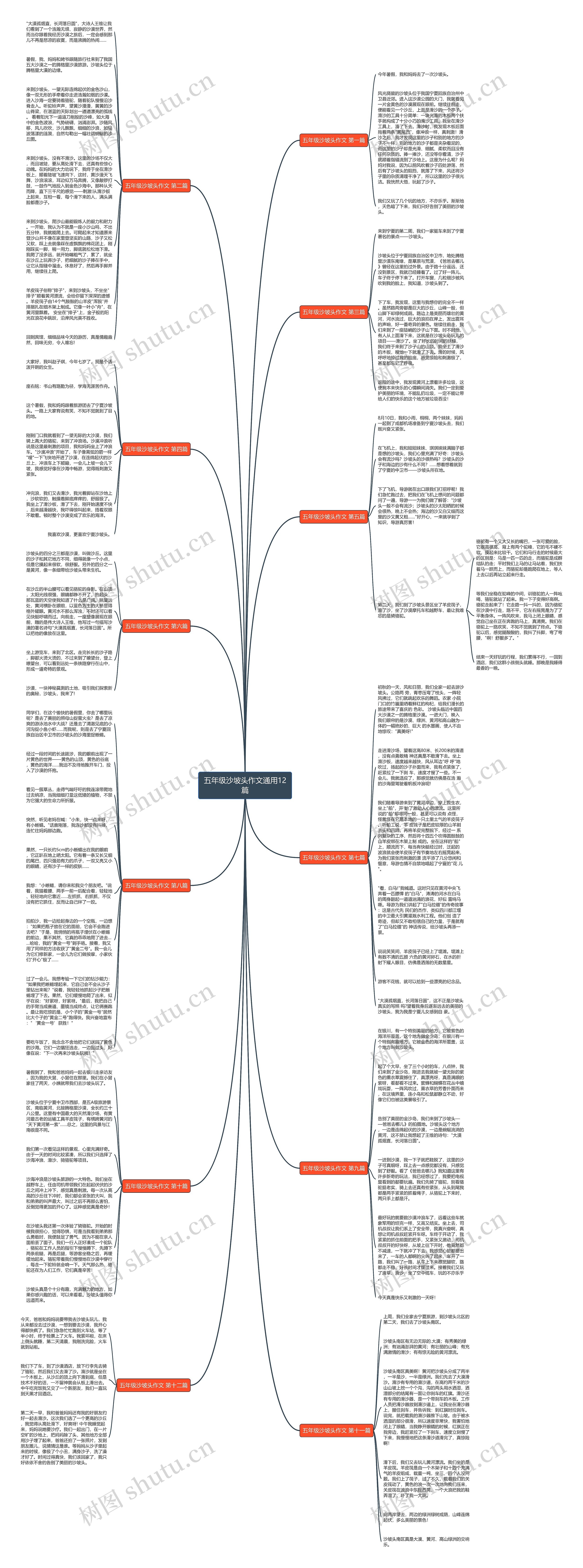 五年级沙坡头作文通用12篇思维导图