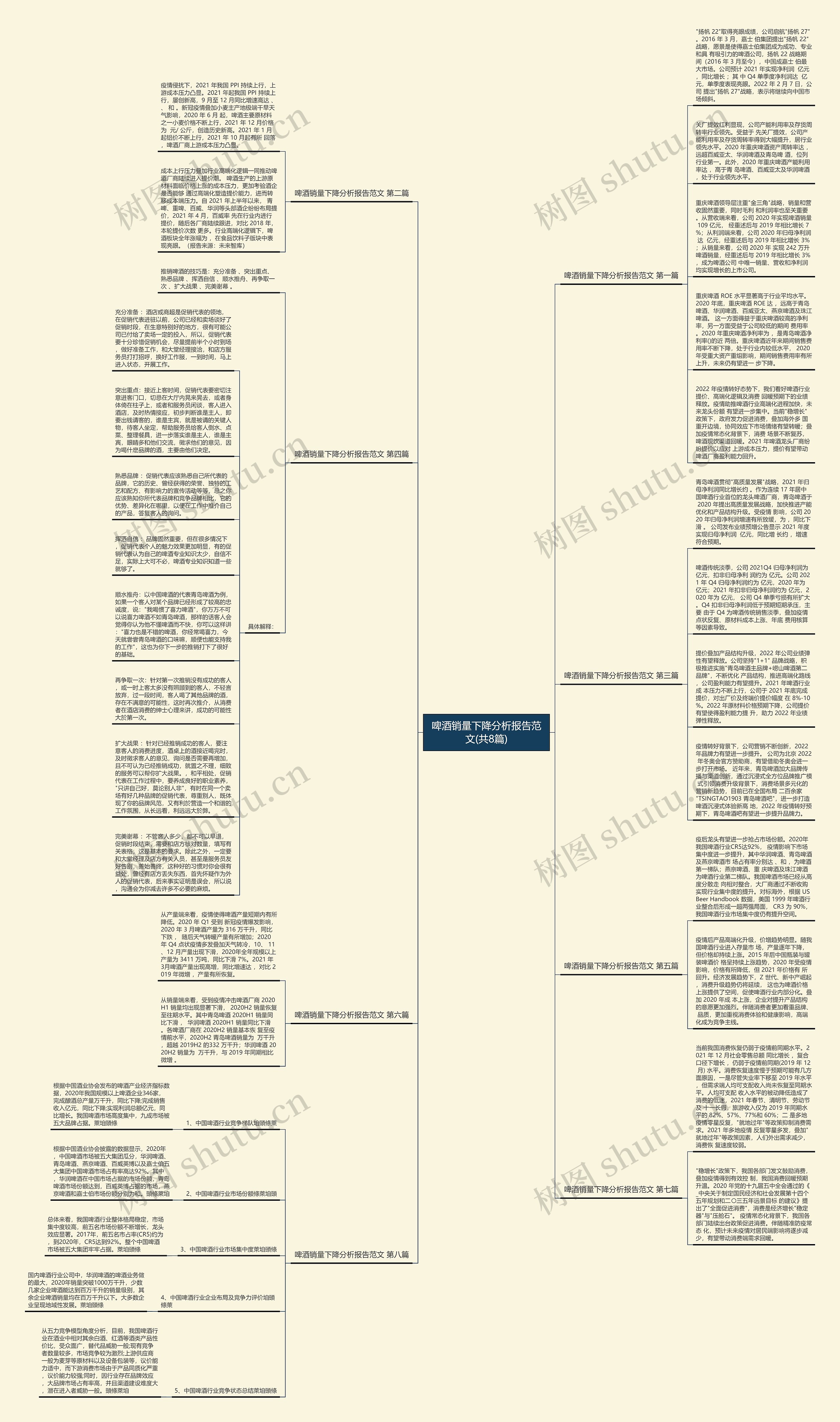 啤酒销量下降分析报告范文(共8篇)思维导图