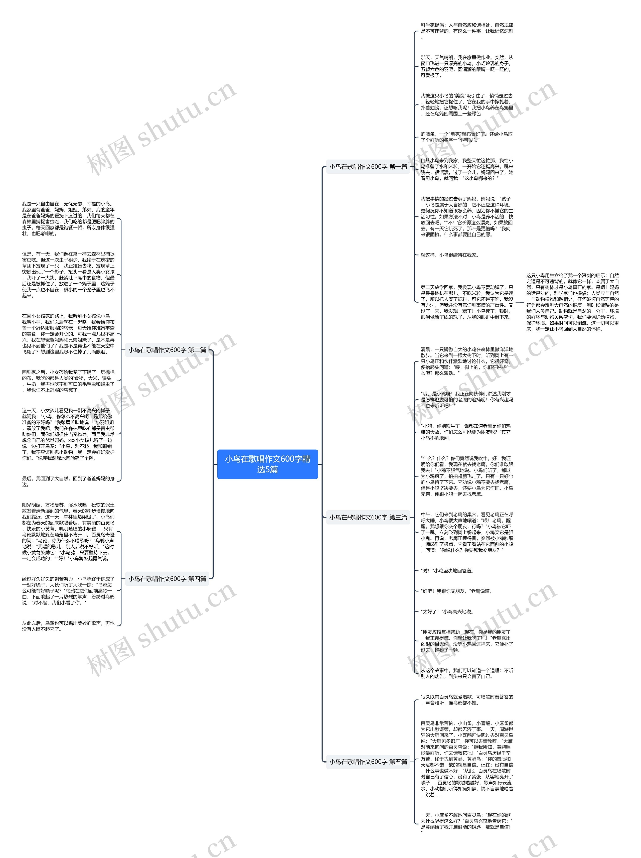 小鸟在歌唱作文600字精选5篇思维导图