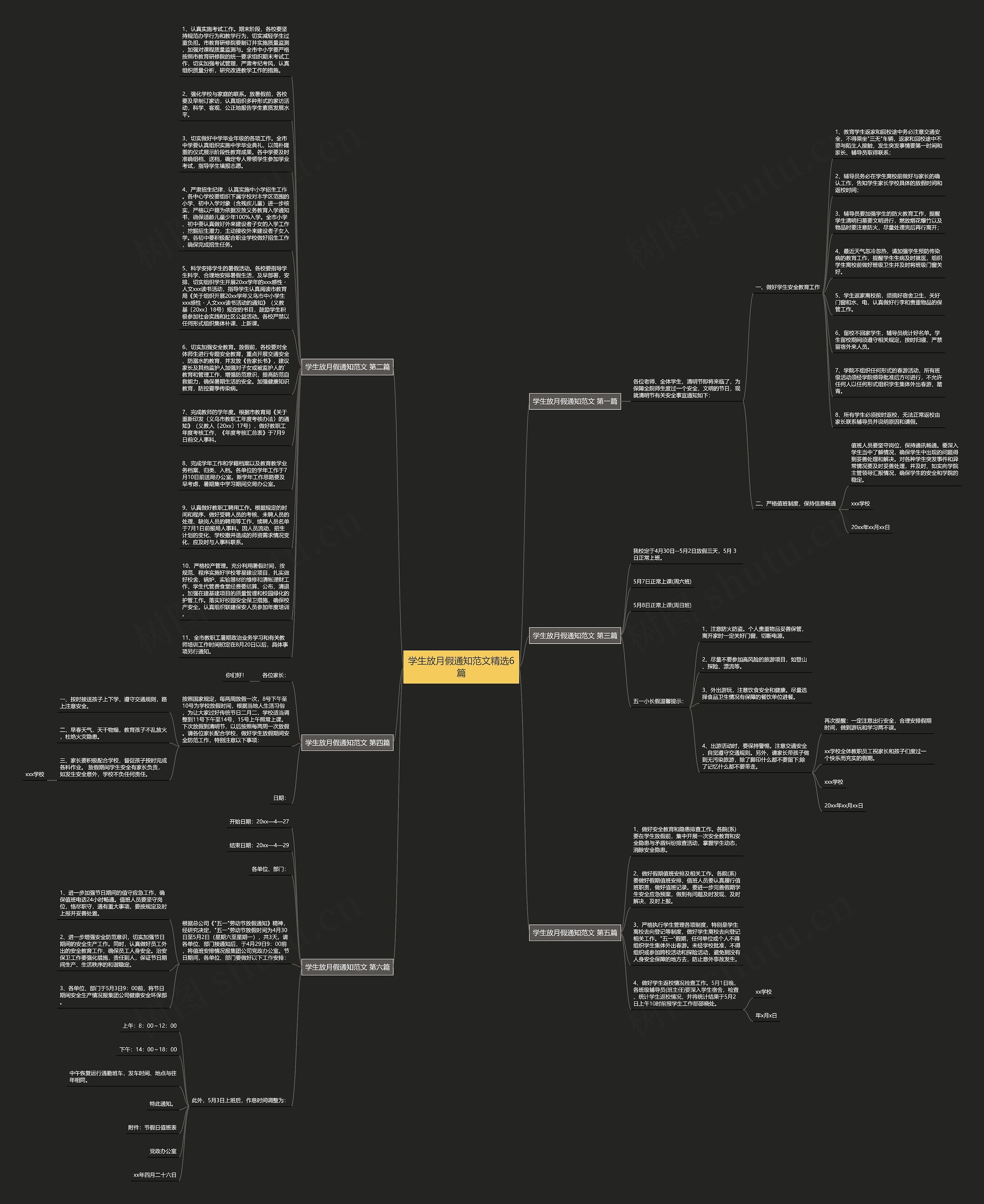 学生放月假通知范文精选6篇思维导图