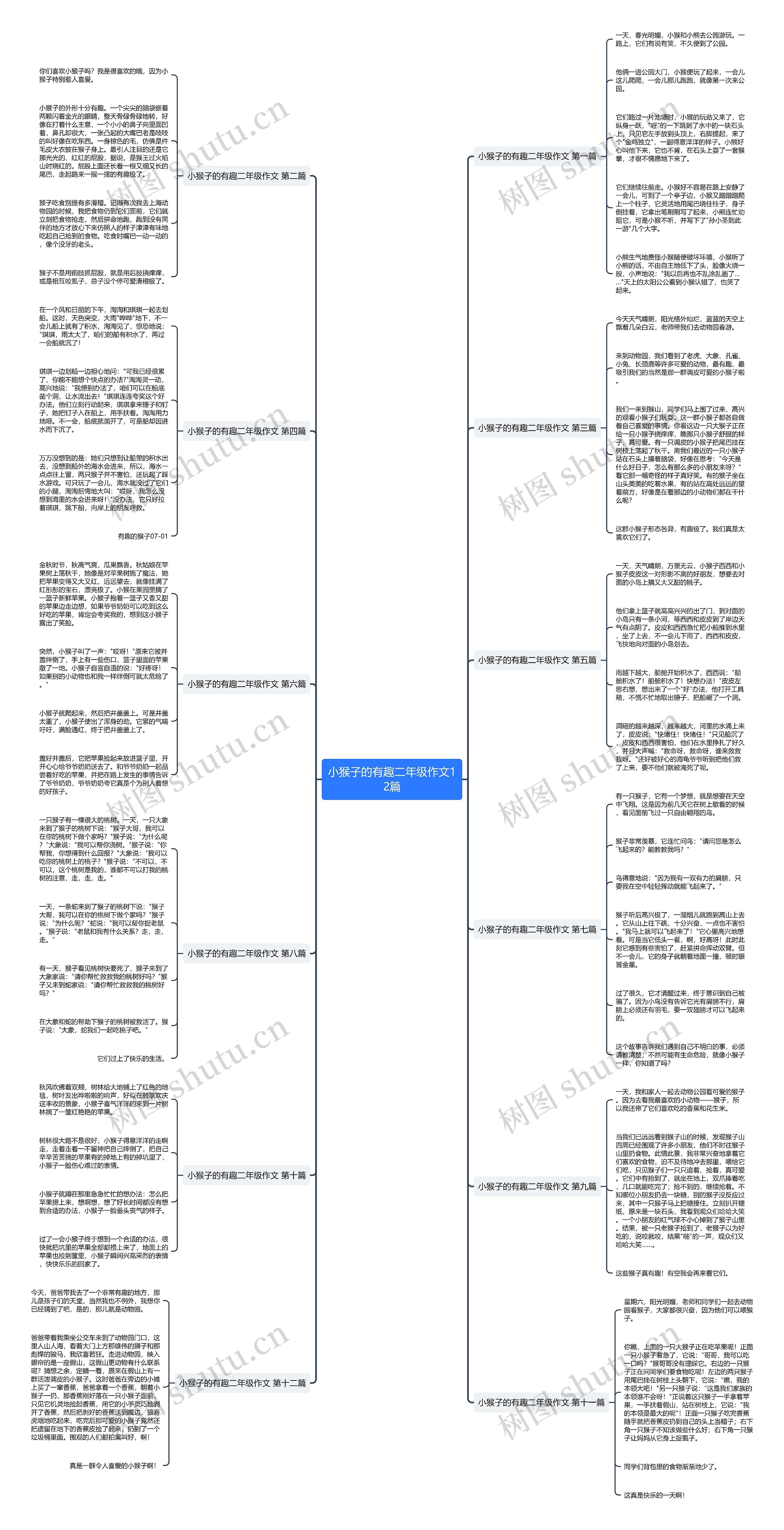 小猴子的有趣二年级作文12篇思维导图