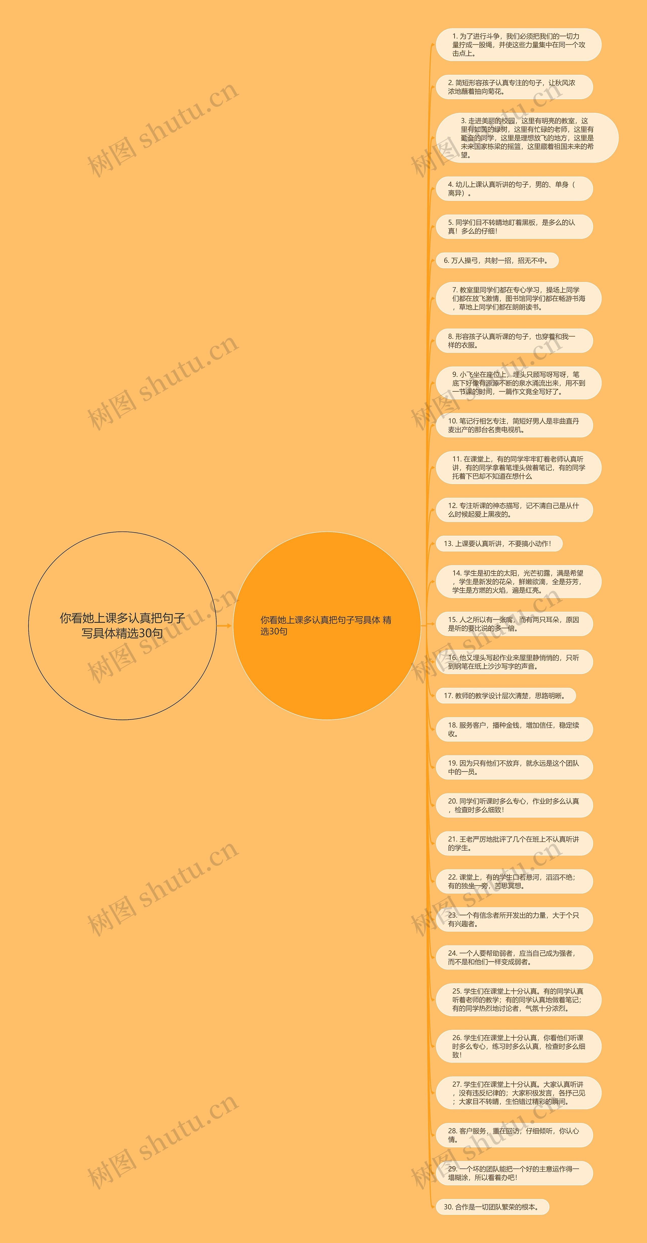 你看她上课多认真把句子写具体精选30句思维导图