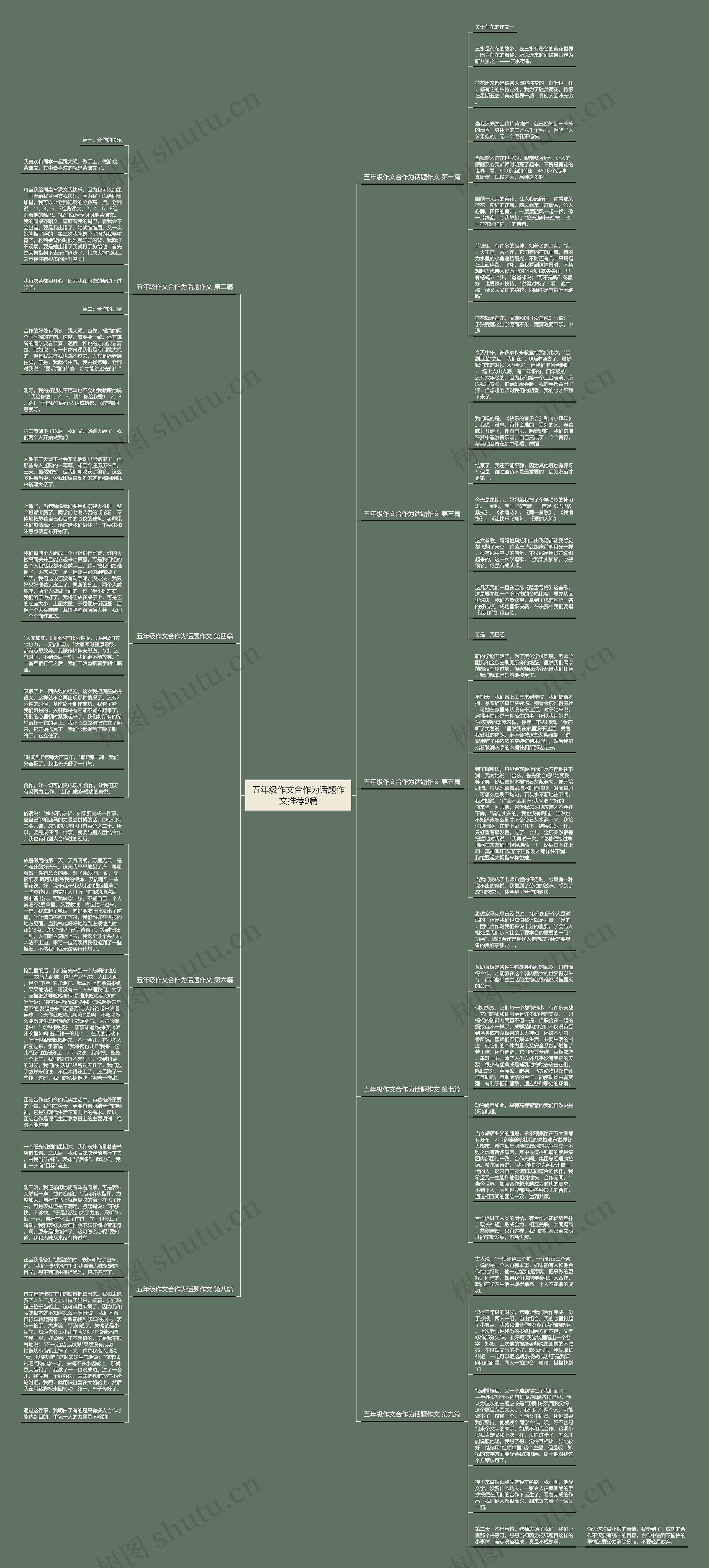 五年级作文合作为话题作文推荐9篇思维导图