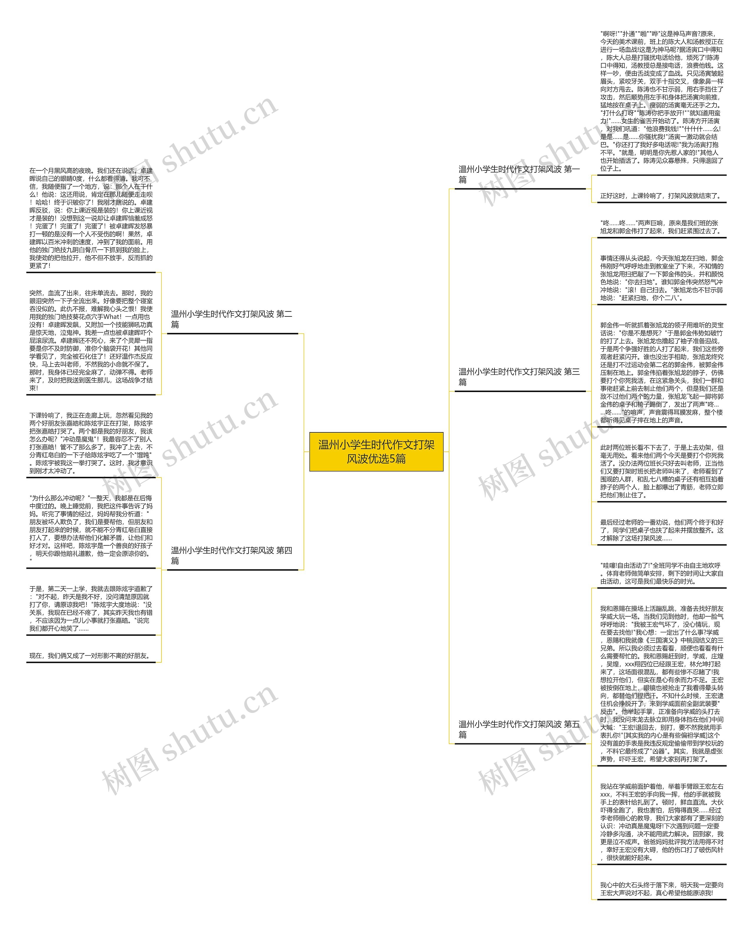 温州小学生时代作文打架风波优选5篇思维导图
