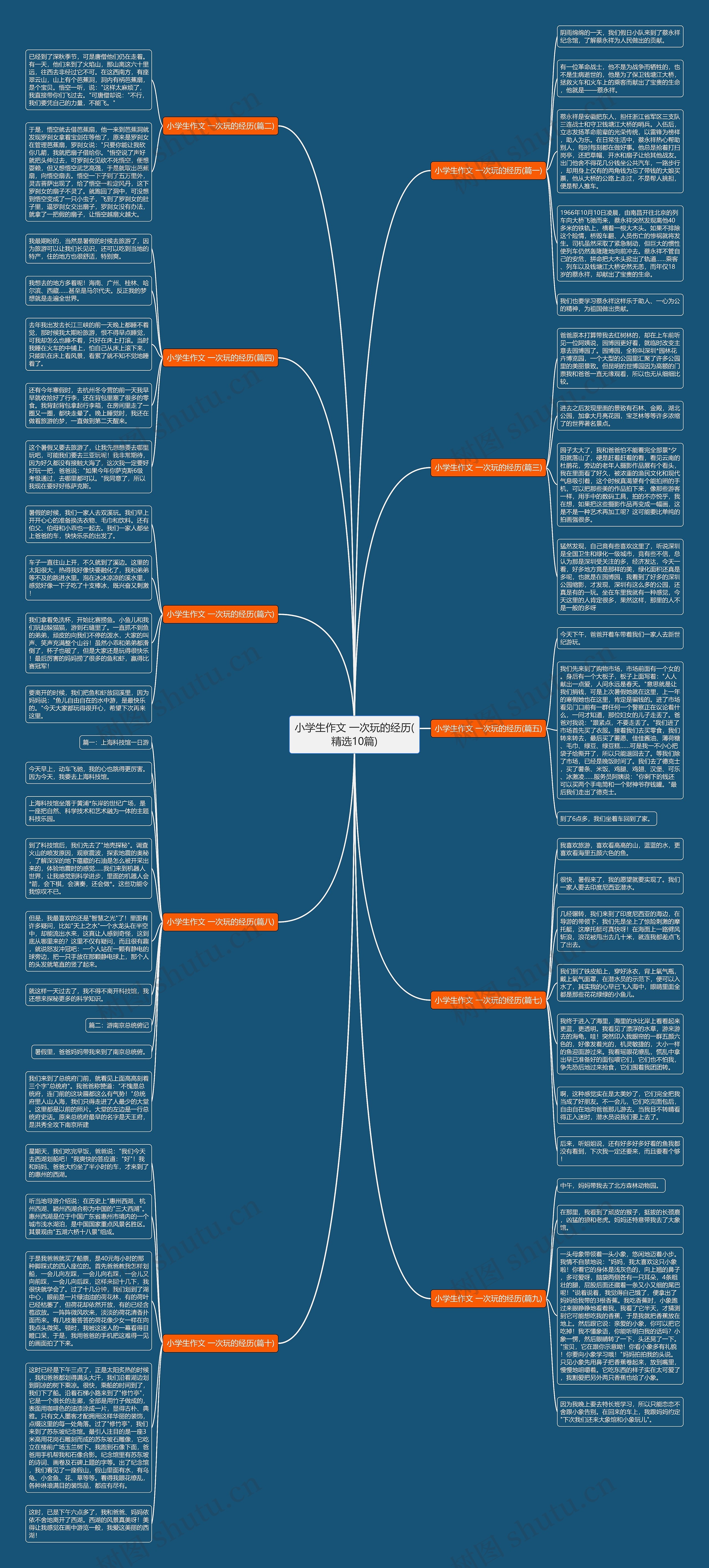 小学生作文 一次玩的经历(精选10篇)思维导图