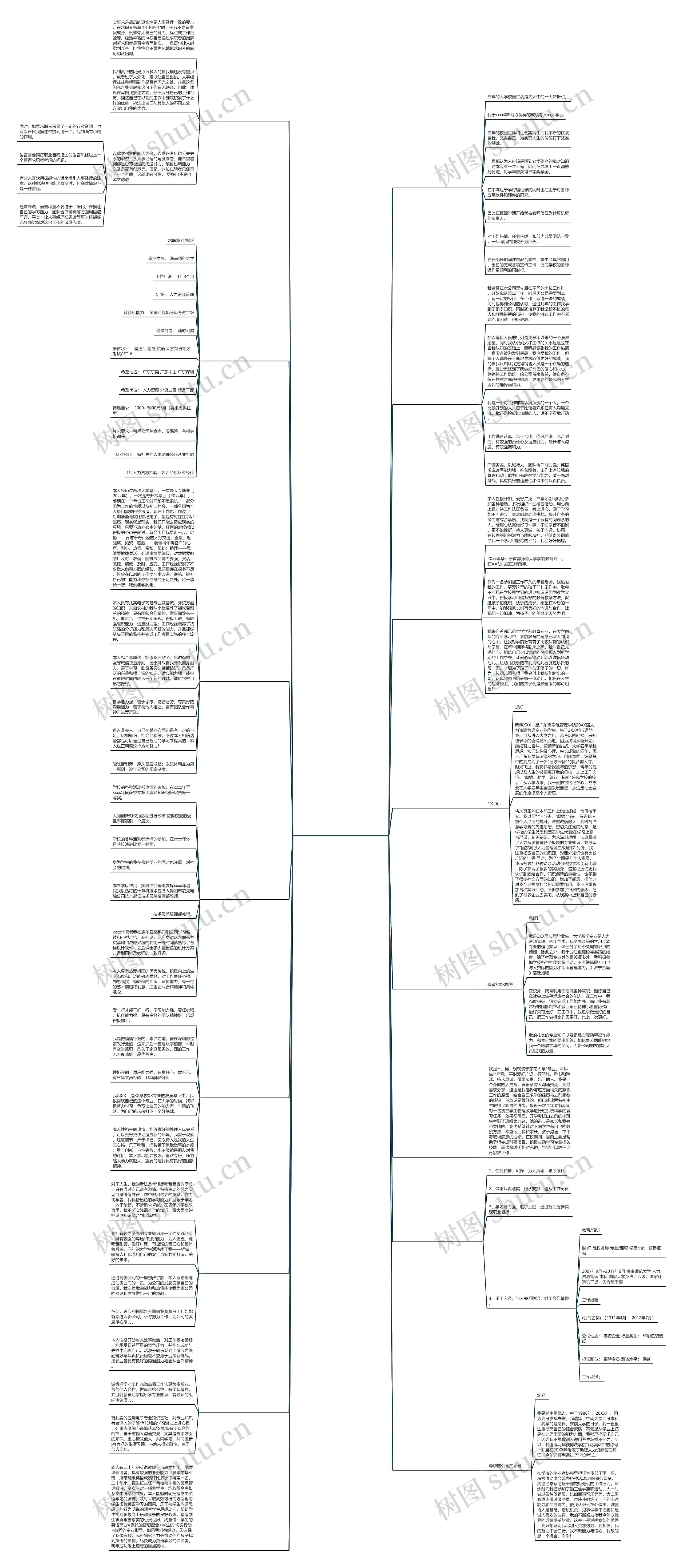 招聘专员简历自我描述范文共16篇思维导图