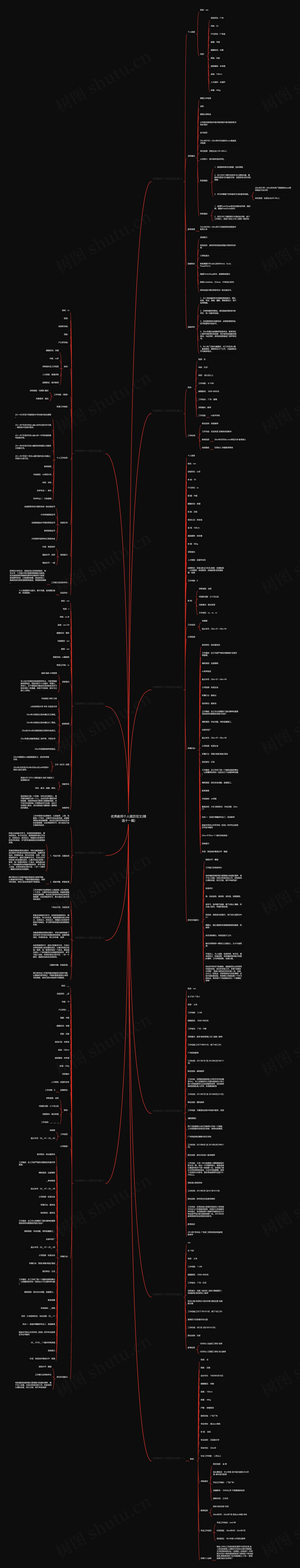 优秀教师个人简历范文(精选十一篇)思维导图