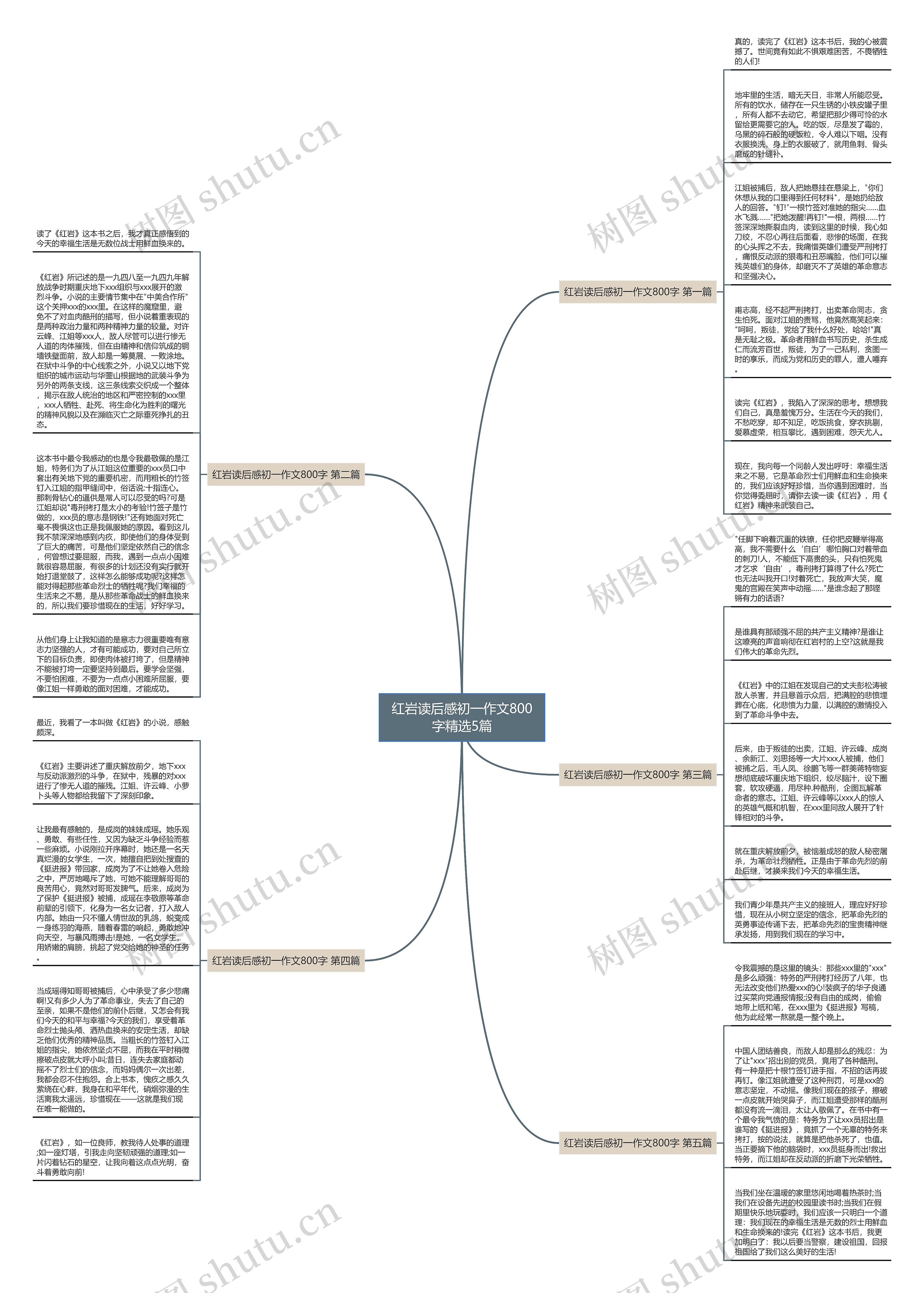 红岩读后感初一作文800字精选5篇思维导图