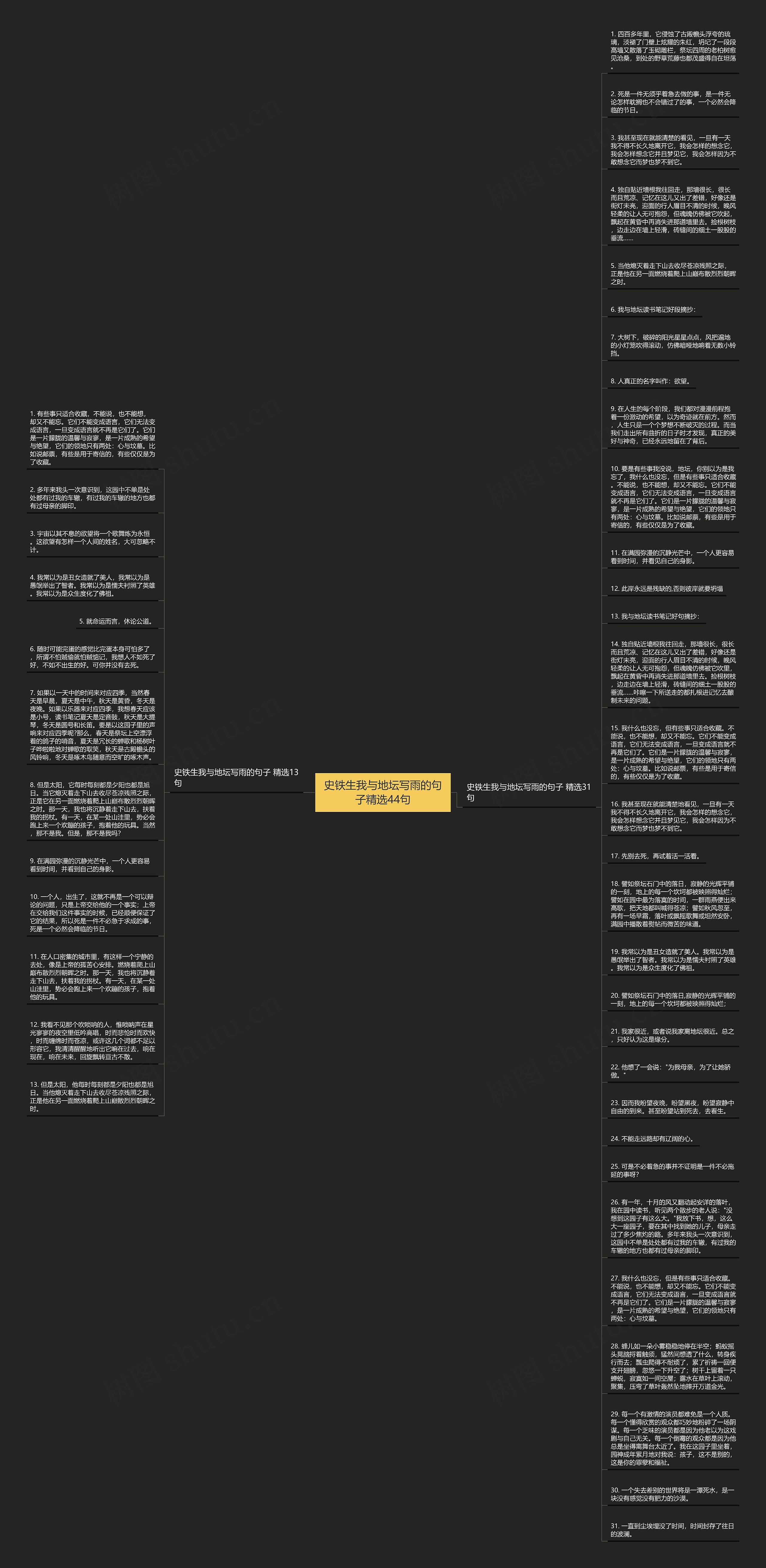 史铁生我与地坛写雨的句子精选44句思维导图