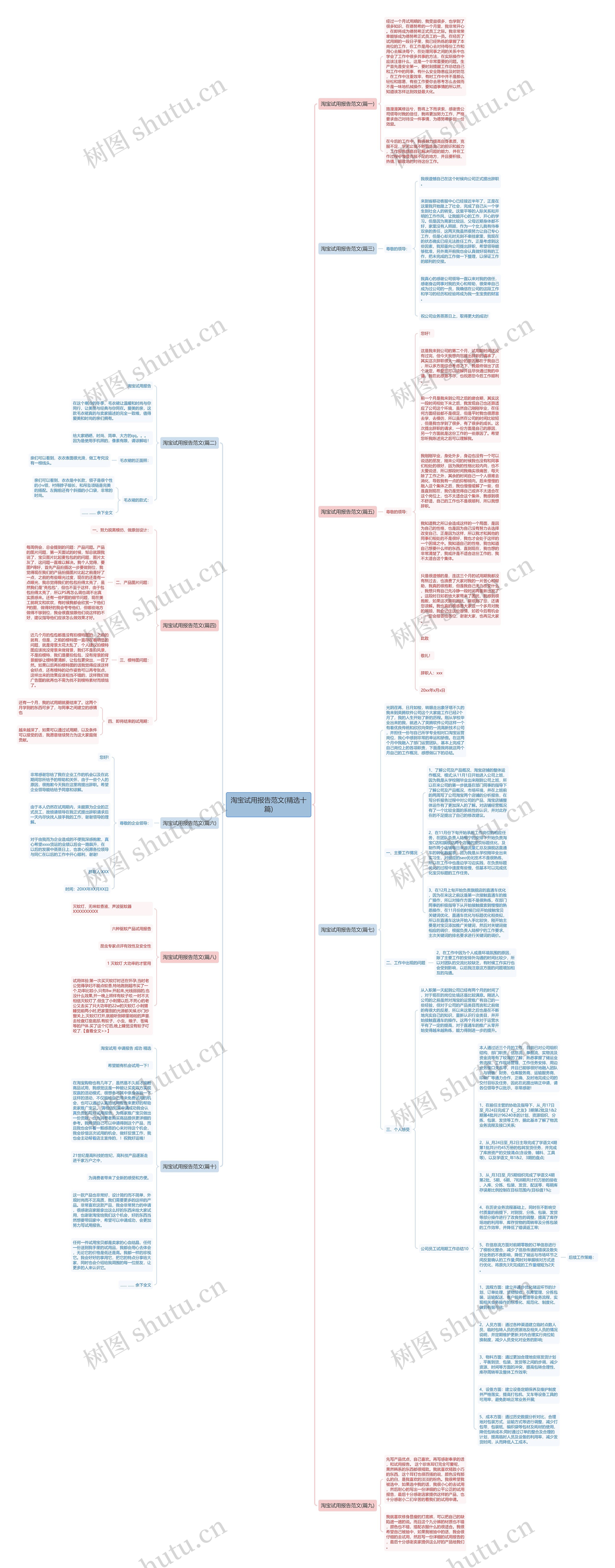 淘宝试用报告范文(精选十篇)思维导图
