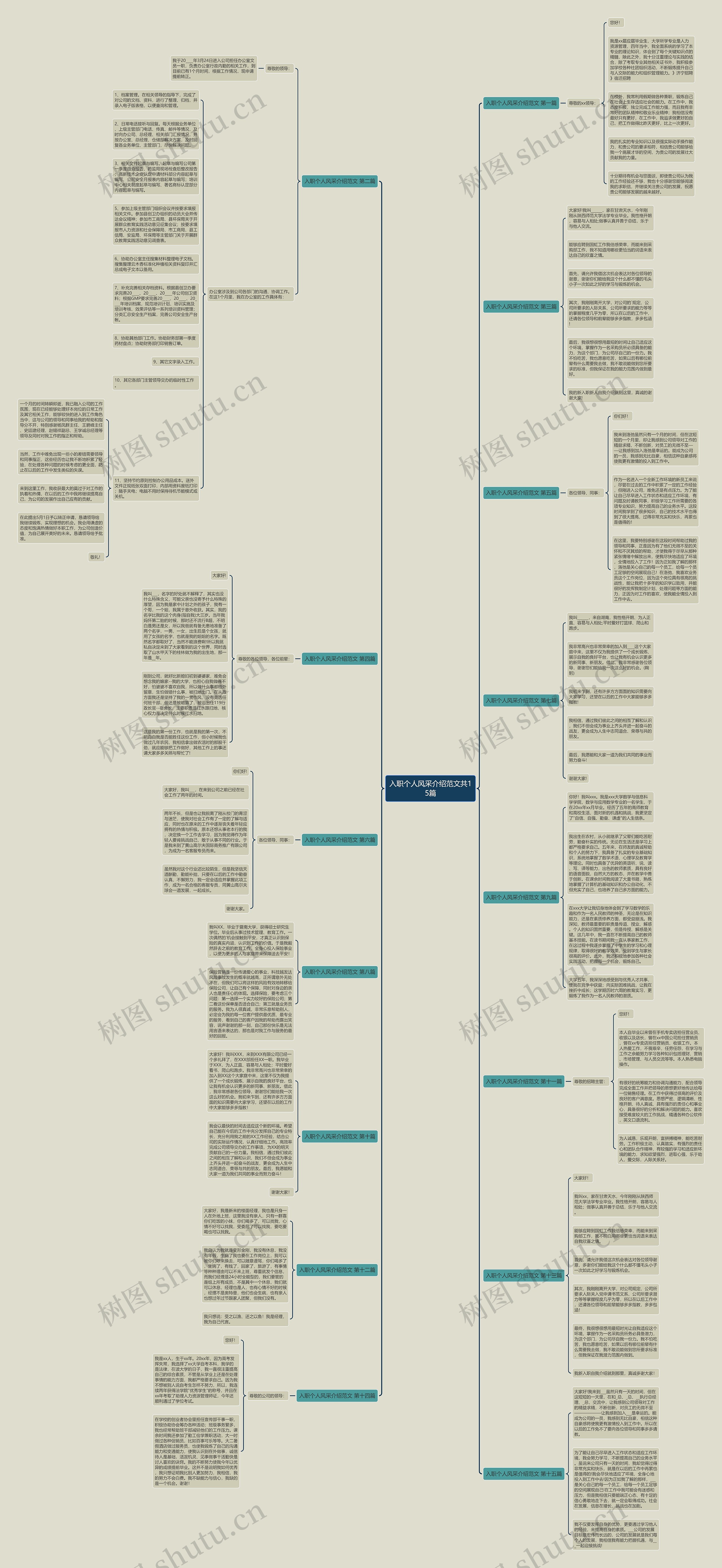 入职个人风采介绍范文共15篇思维导图