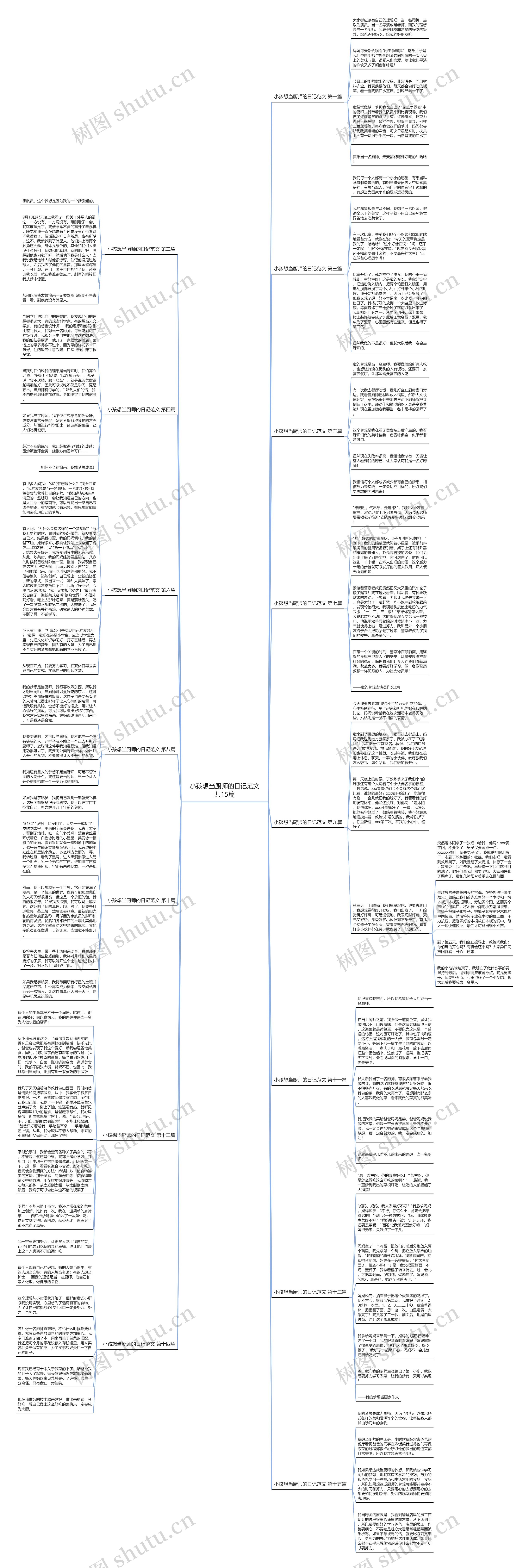 小孩想当厨师的日记范文共15篇思维导图