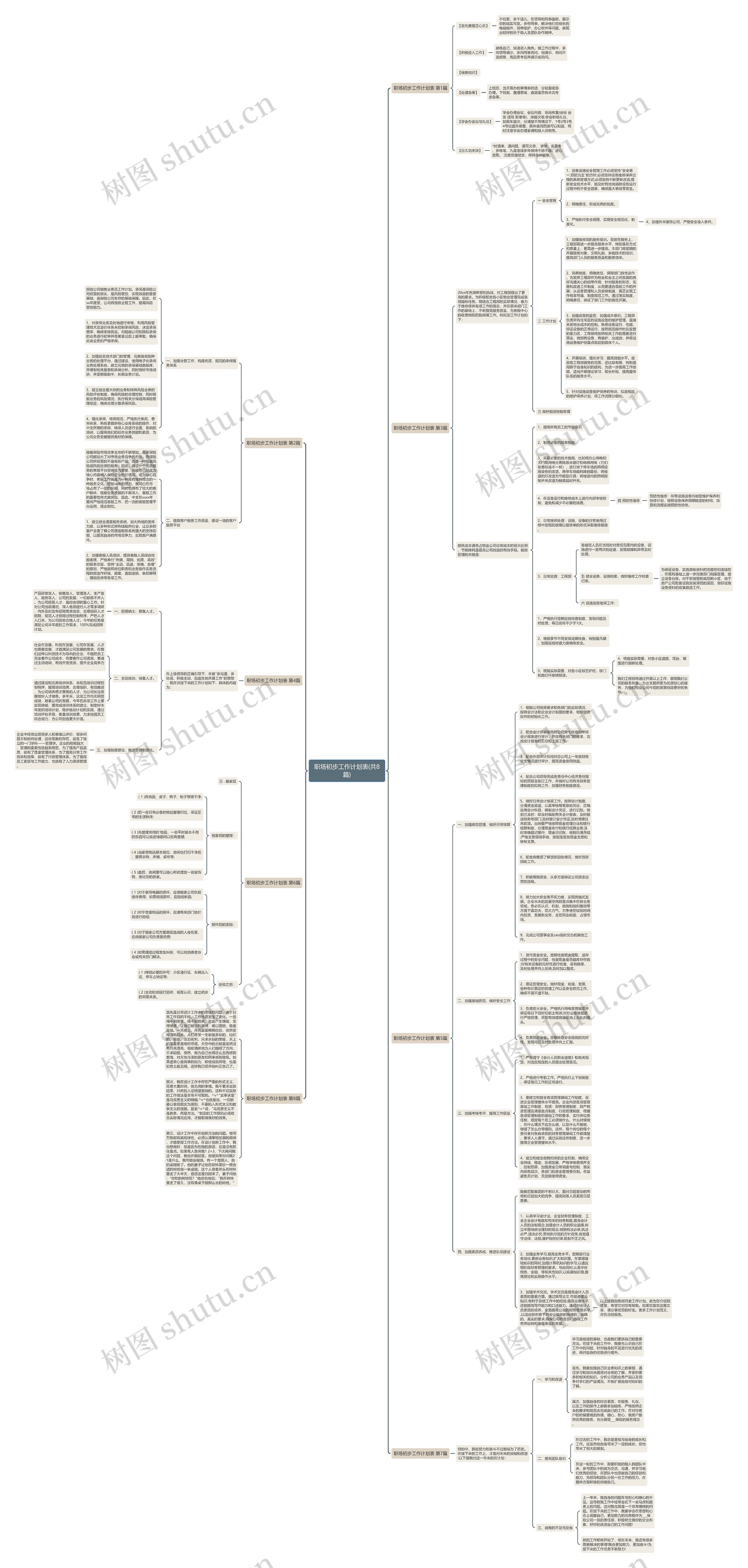 职场初步工作计划表(共8篇)思维导图