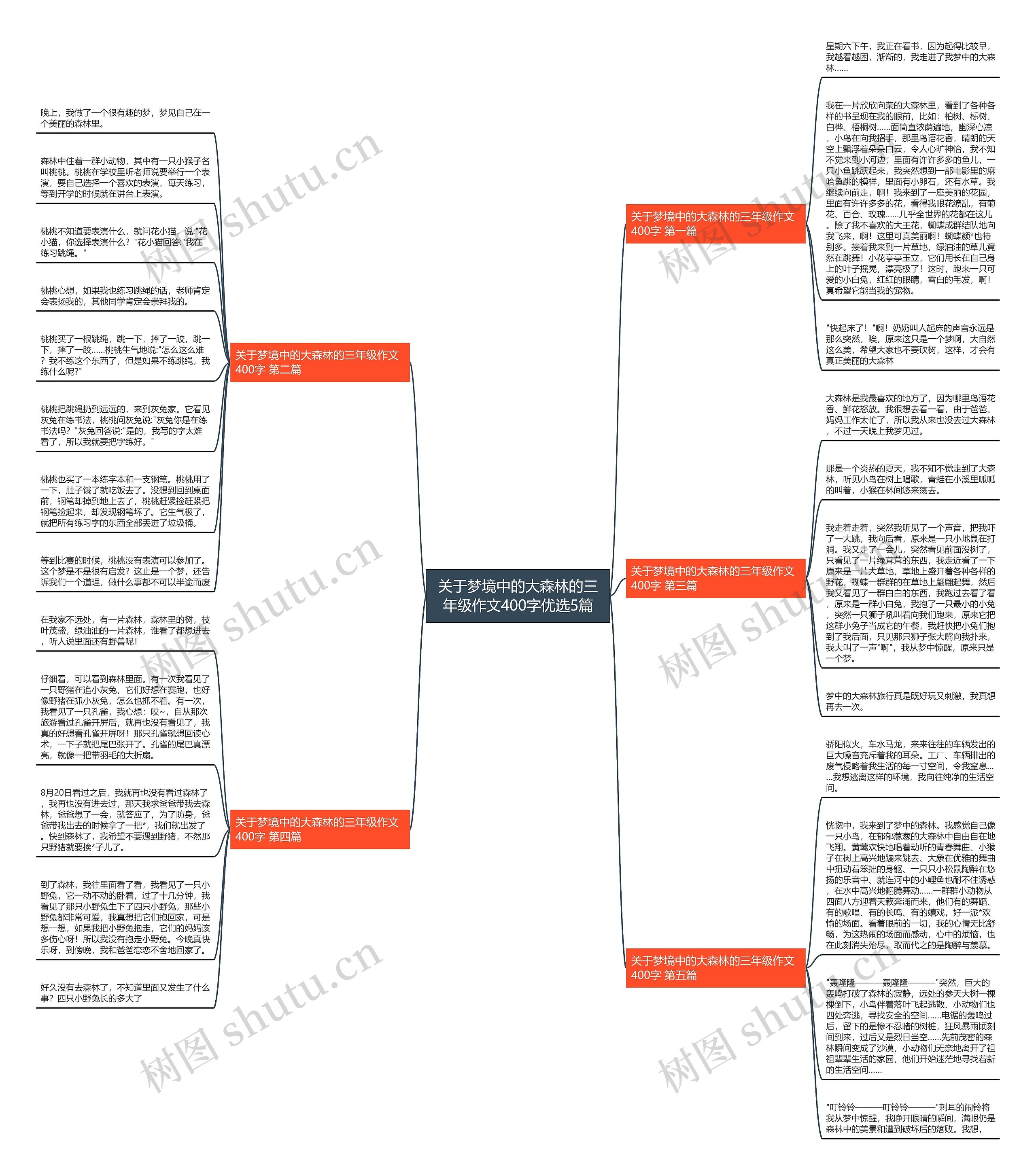 关于梦境中的大森林的三年级作文400字优选5篇思维导图
