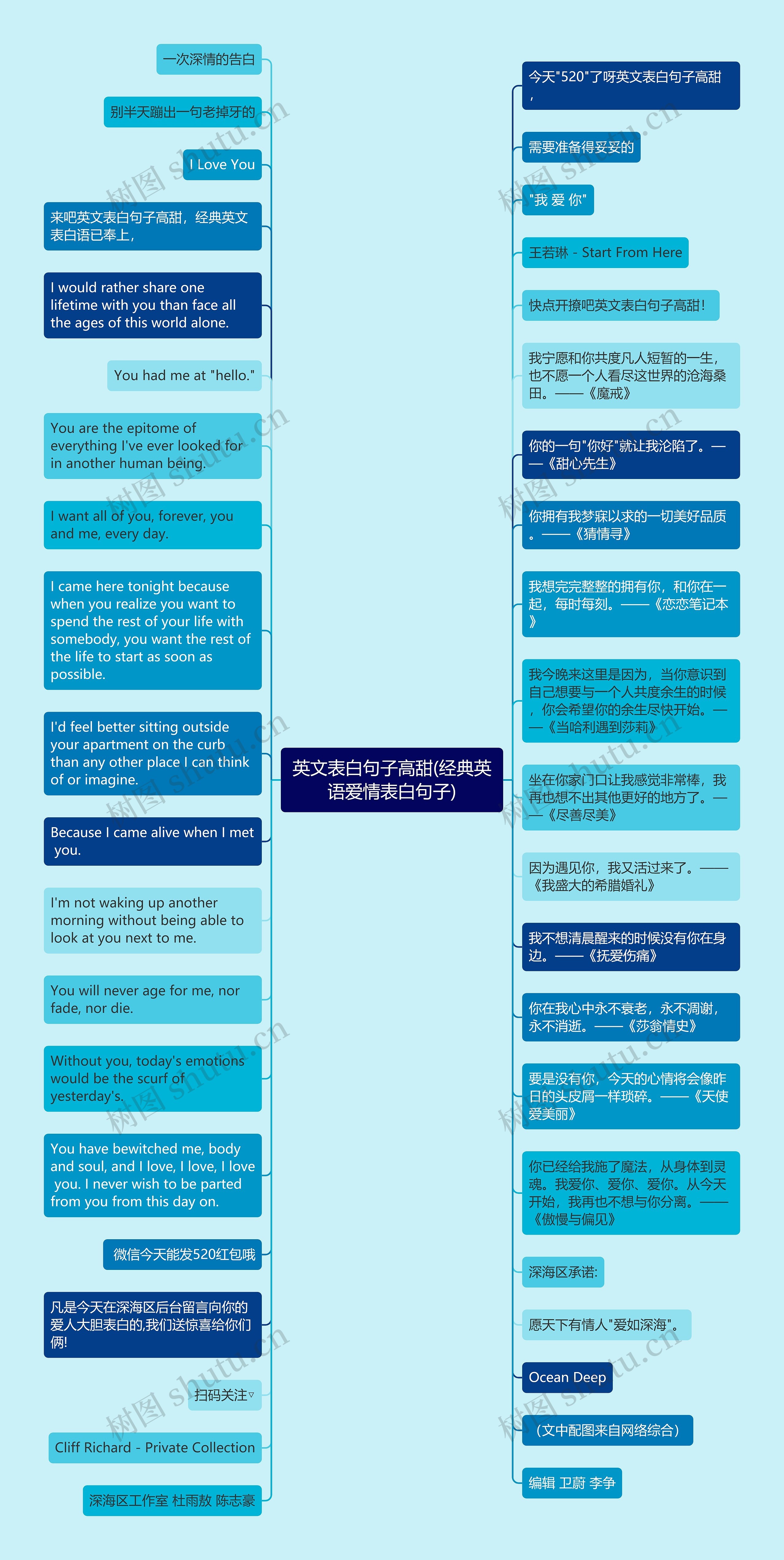 英文表白句子高甜(经典英语爱情表白句子)思维导图