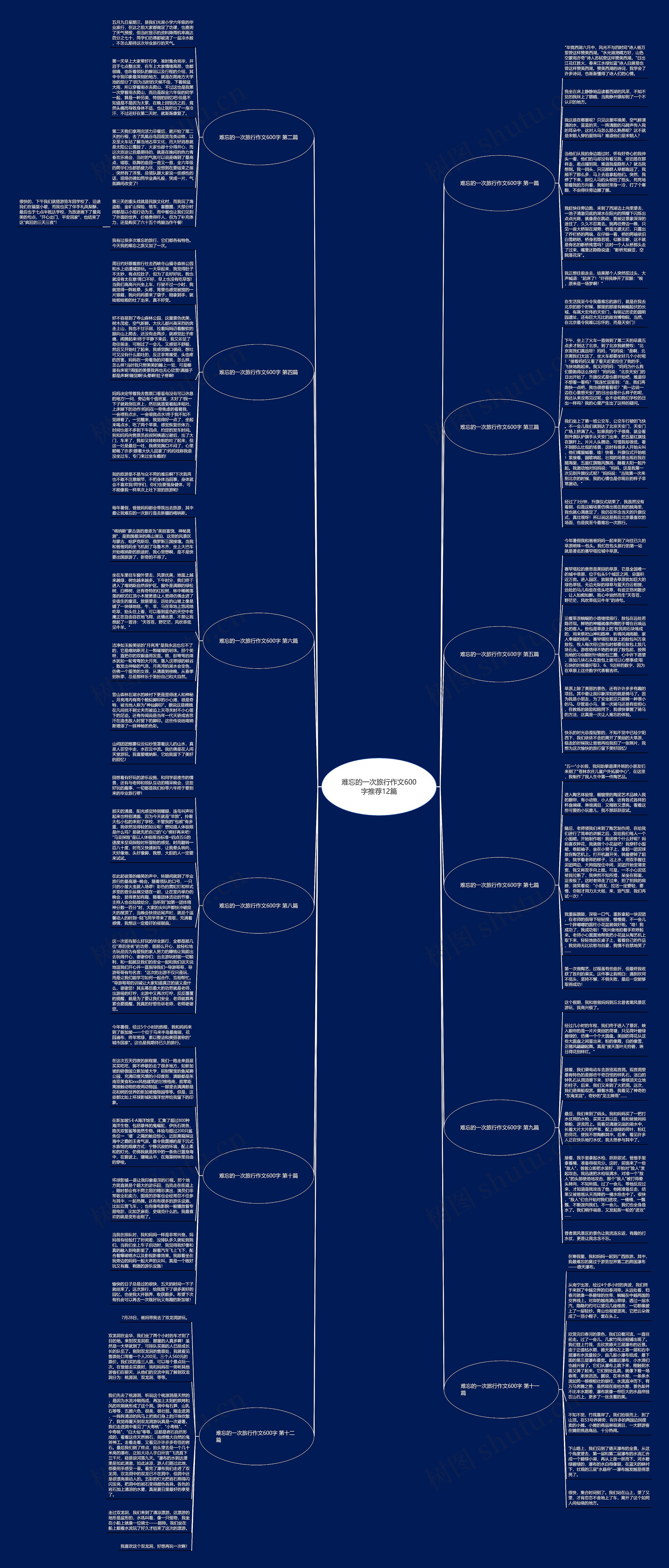 难忘的一次旅行作文600字推荐12篇思维导图