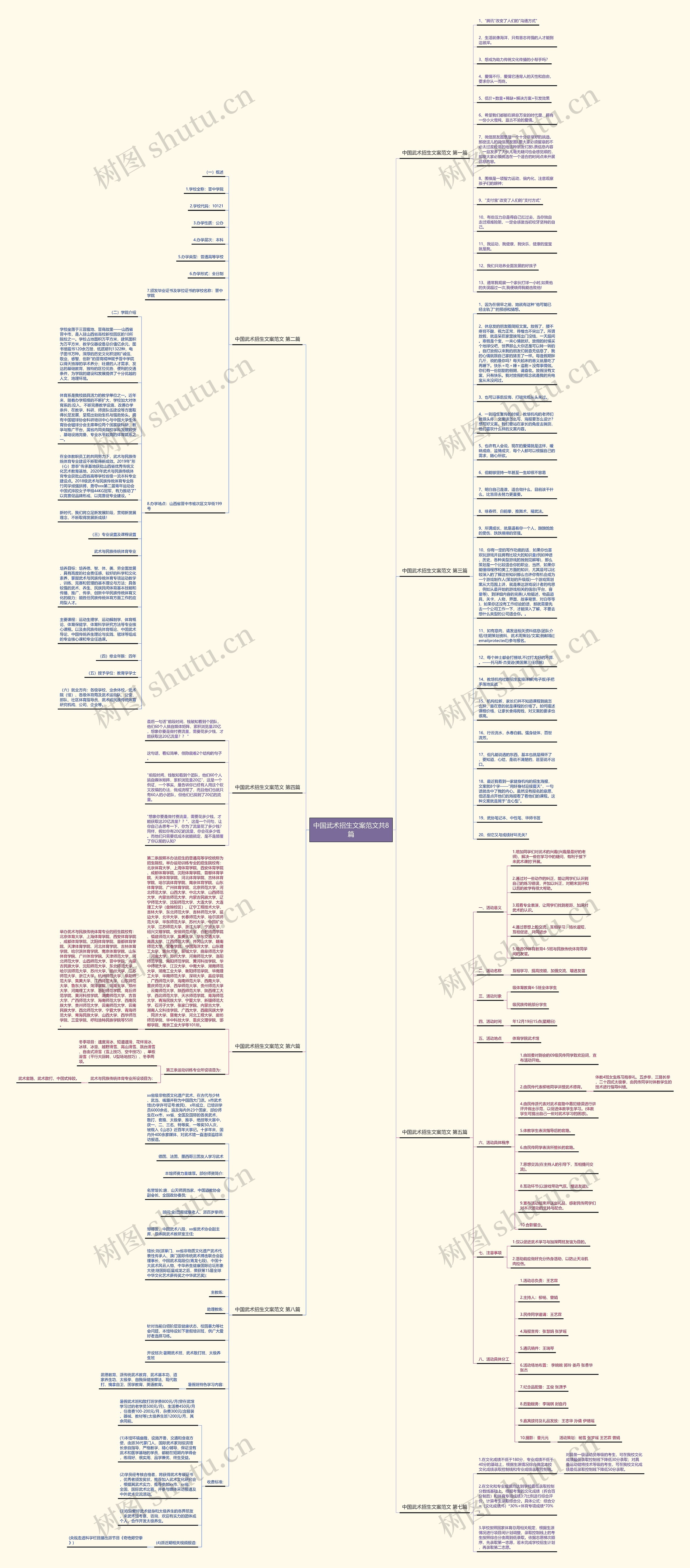 中国武术招生文案范文共8篇思维导图
