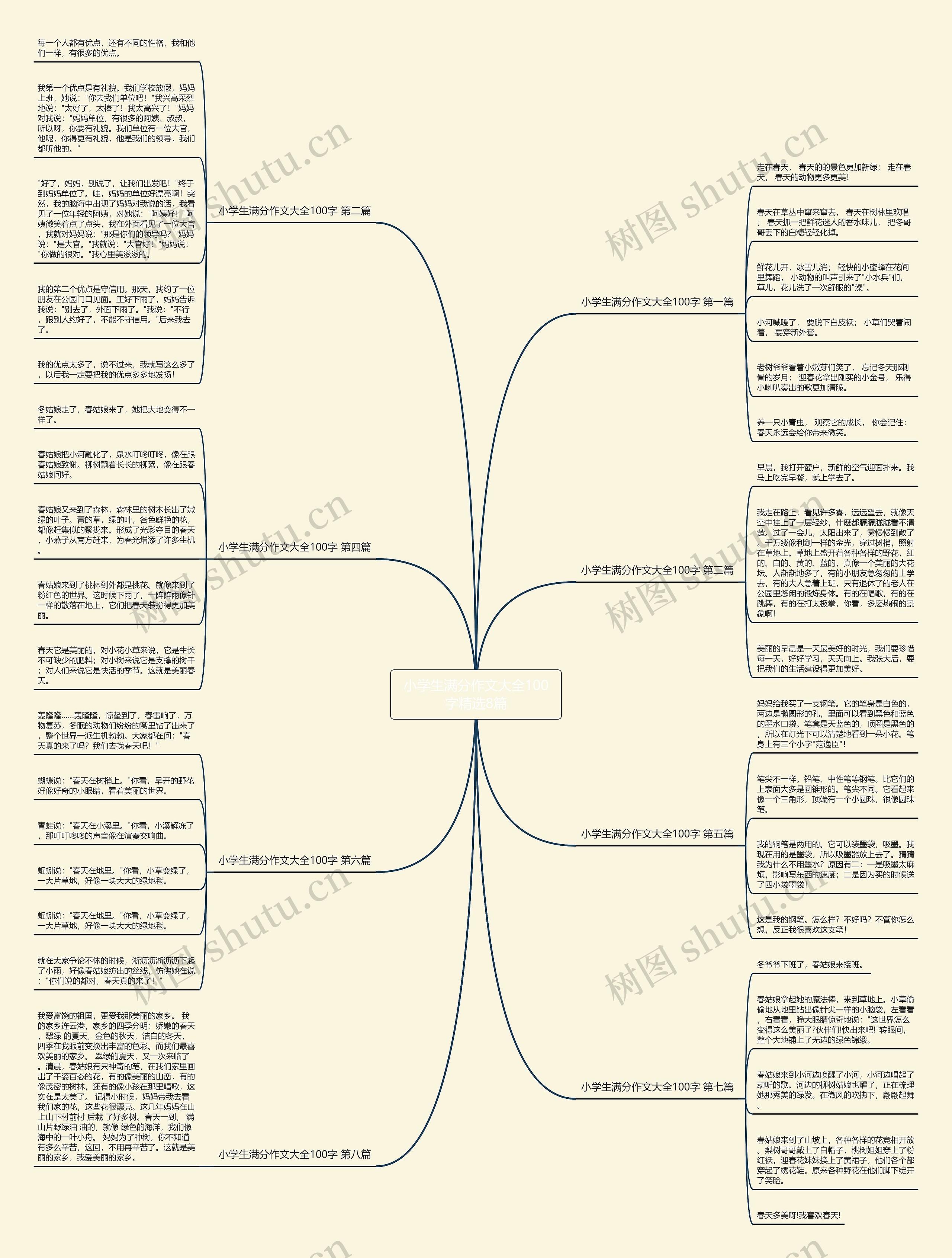 小学生满分作文大全100字精选8篇思维导图