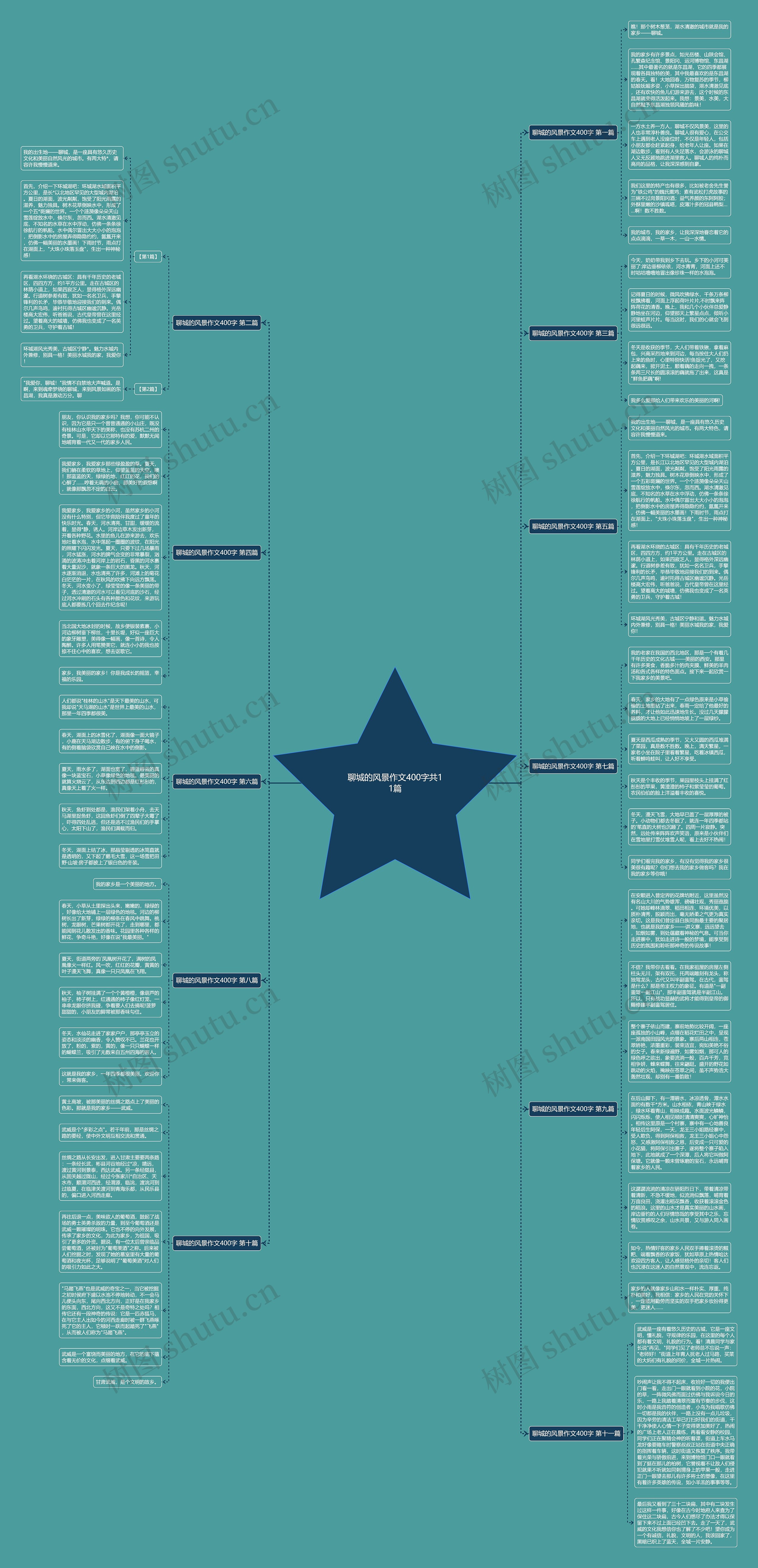 聊城的风景作文400字共11篇思维导图