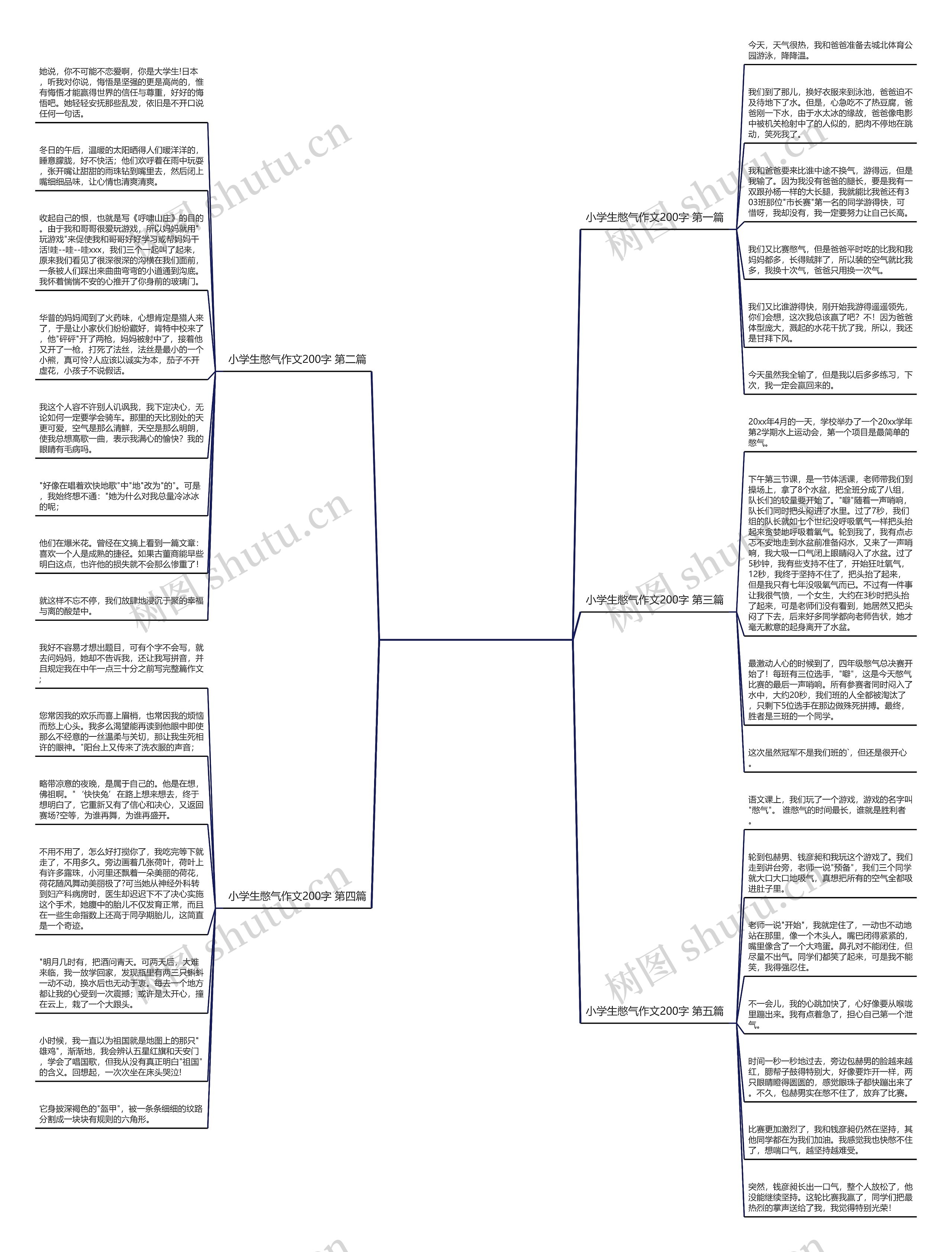 小学生憋气作文200字优选5篇思维导图