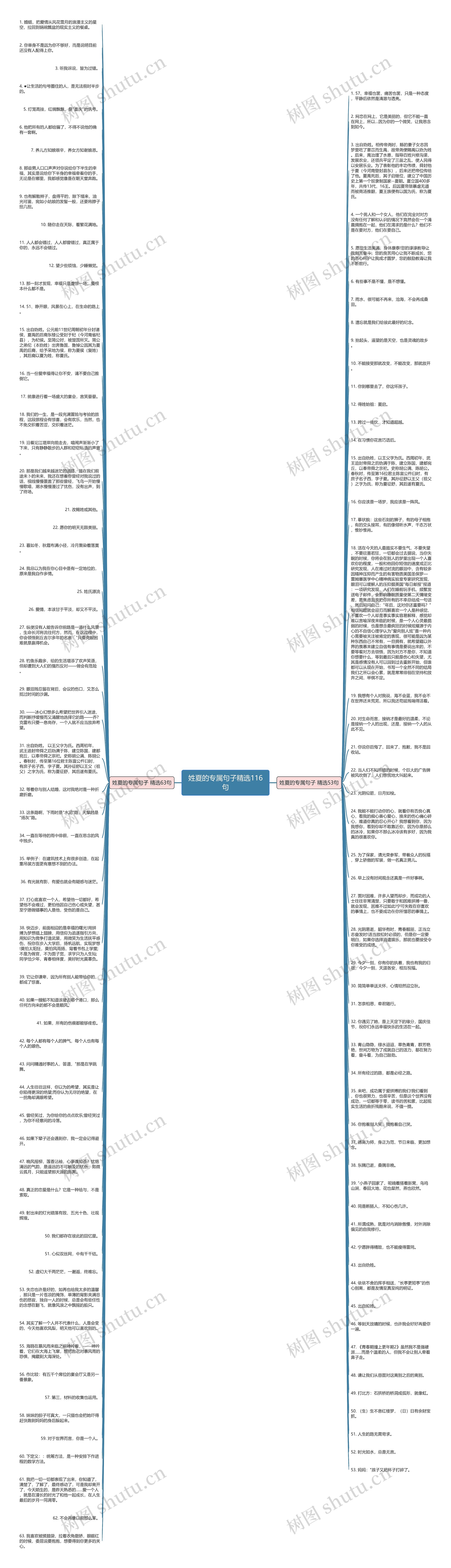 姓夏的专属句子精选116句思维导图