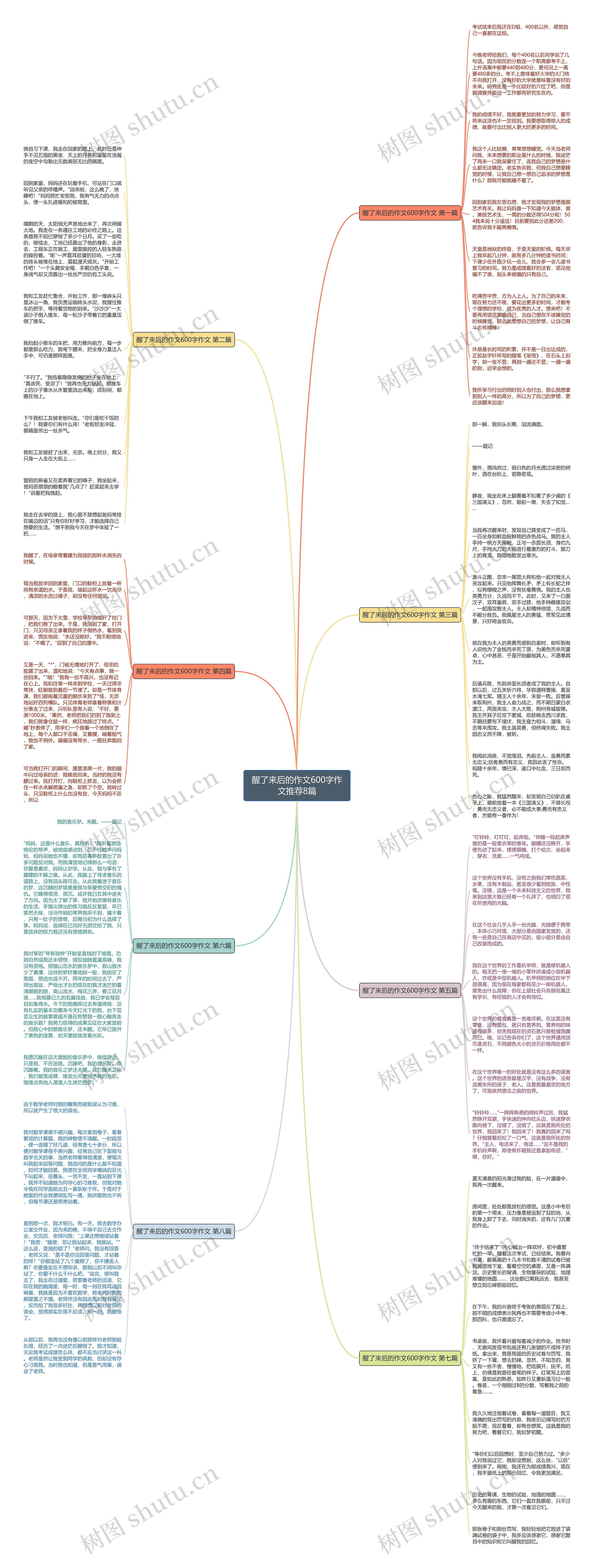 醒了来后的作文600字作文推荐8篇思维导图
