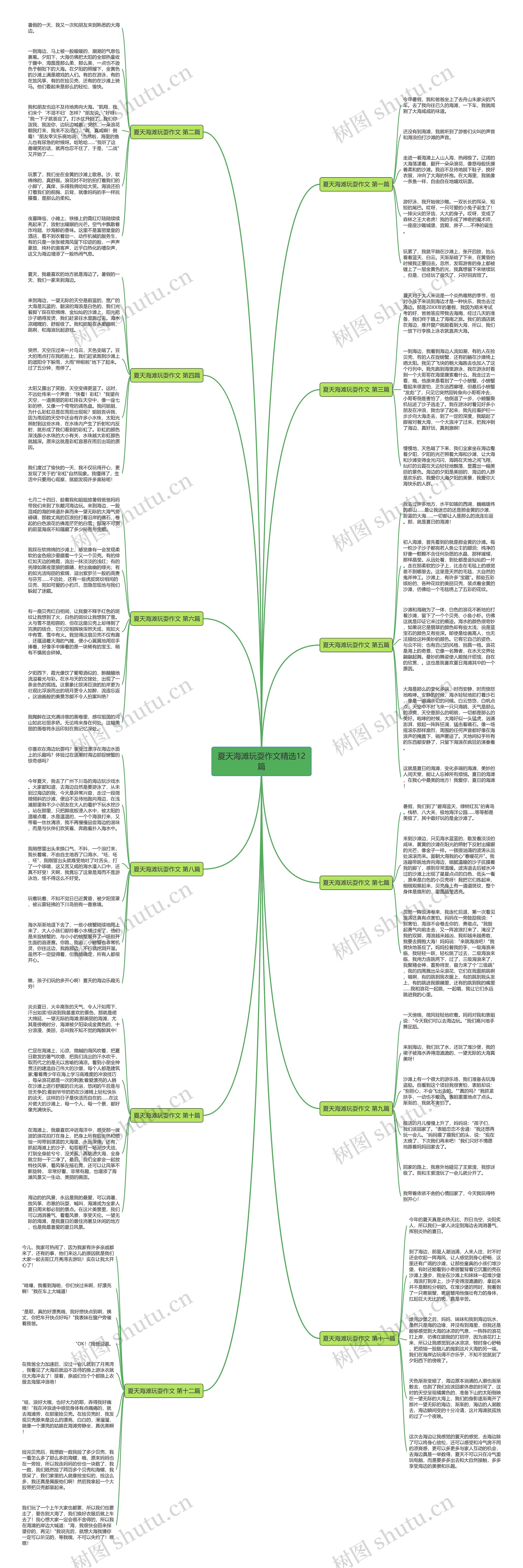 夏天海滩玩耍作文精选12篇思维导图