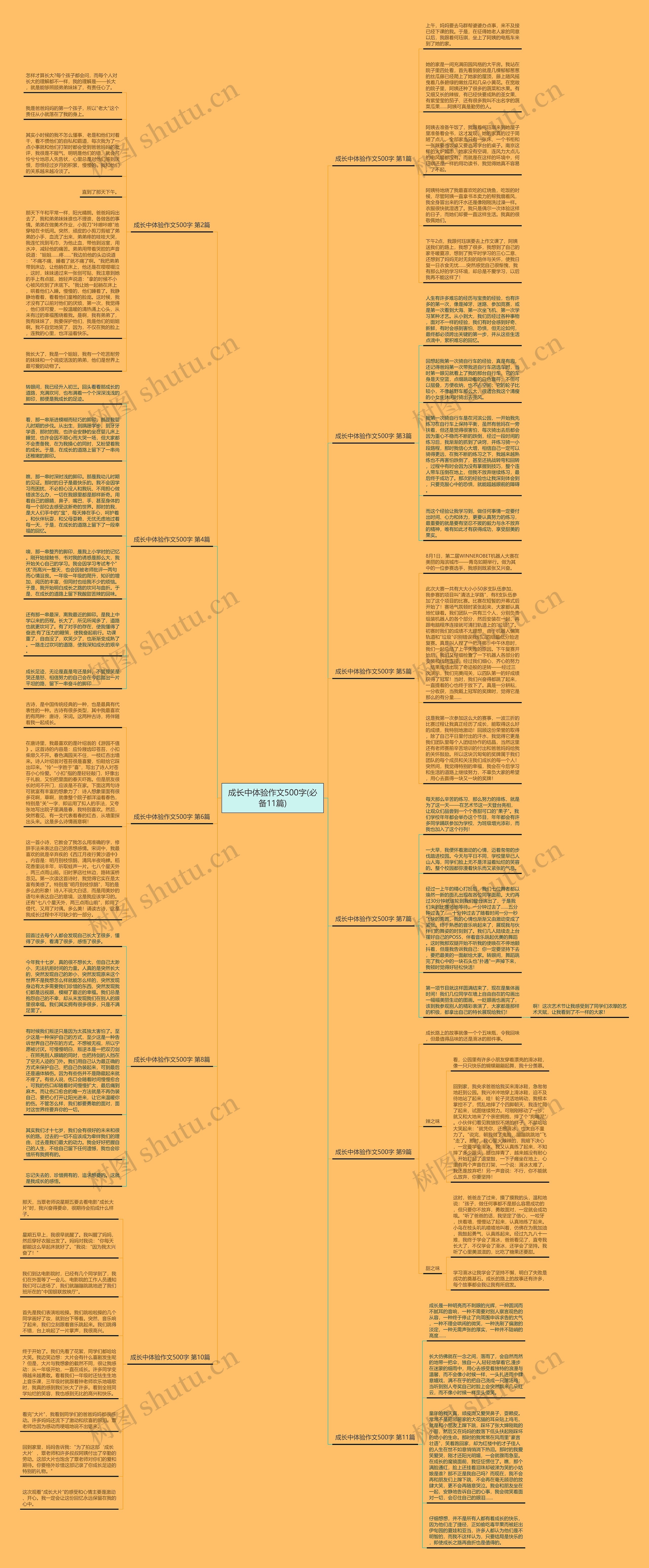 成长中体验作文500字(必备11篇)思维导图