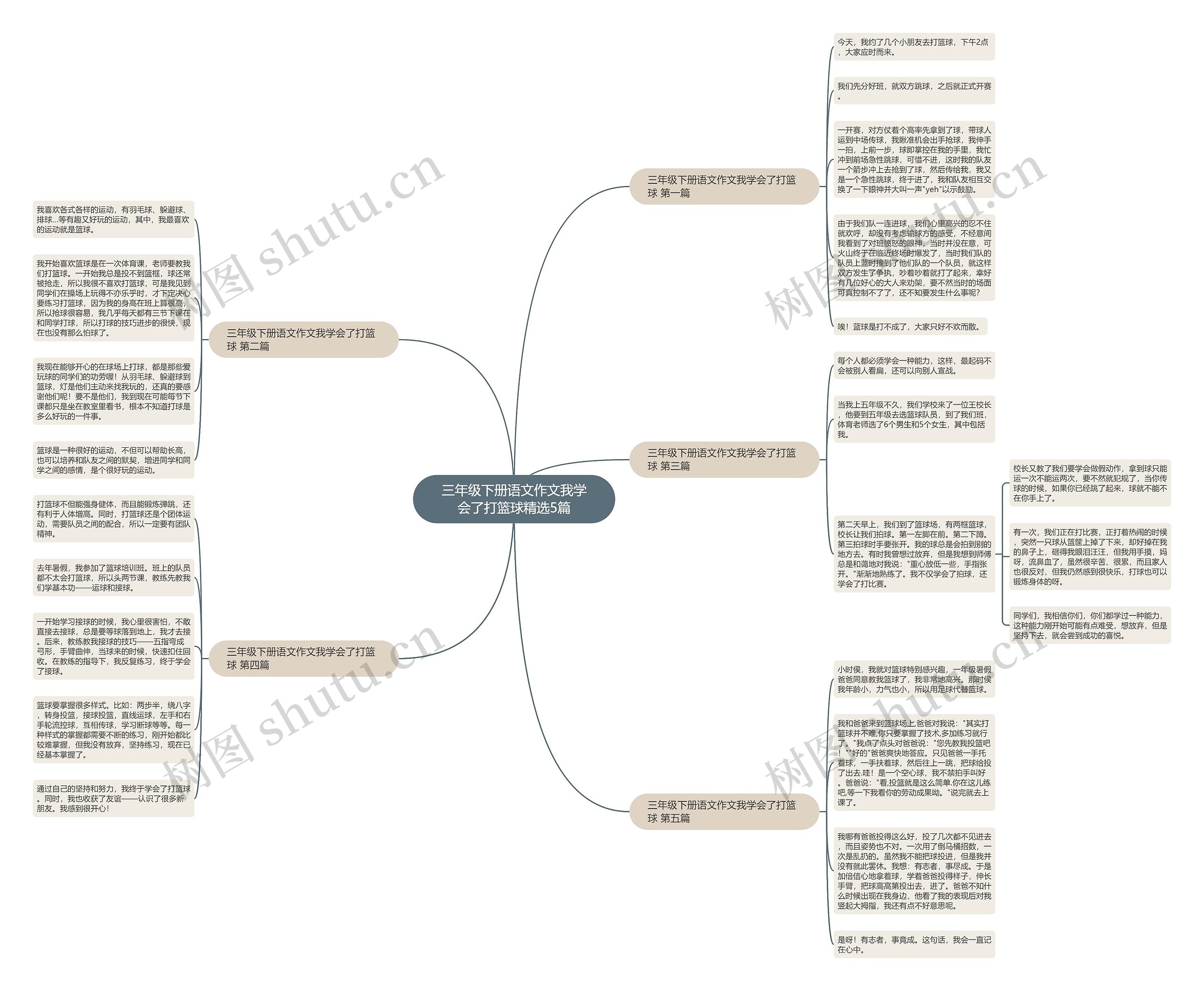 三年级下册语文作文我学会了打篮球精选5篇思维导图