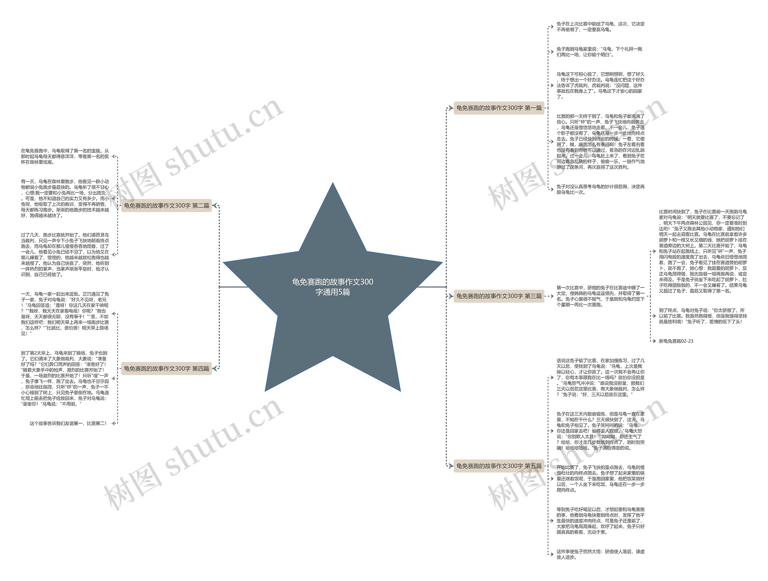 龟免赛跑的故事作文300字通用5篇思维导图