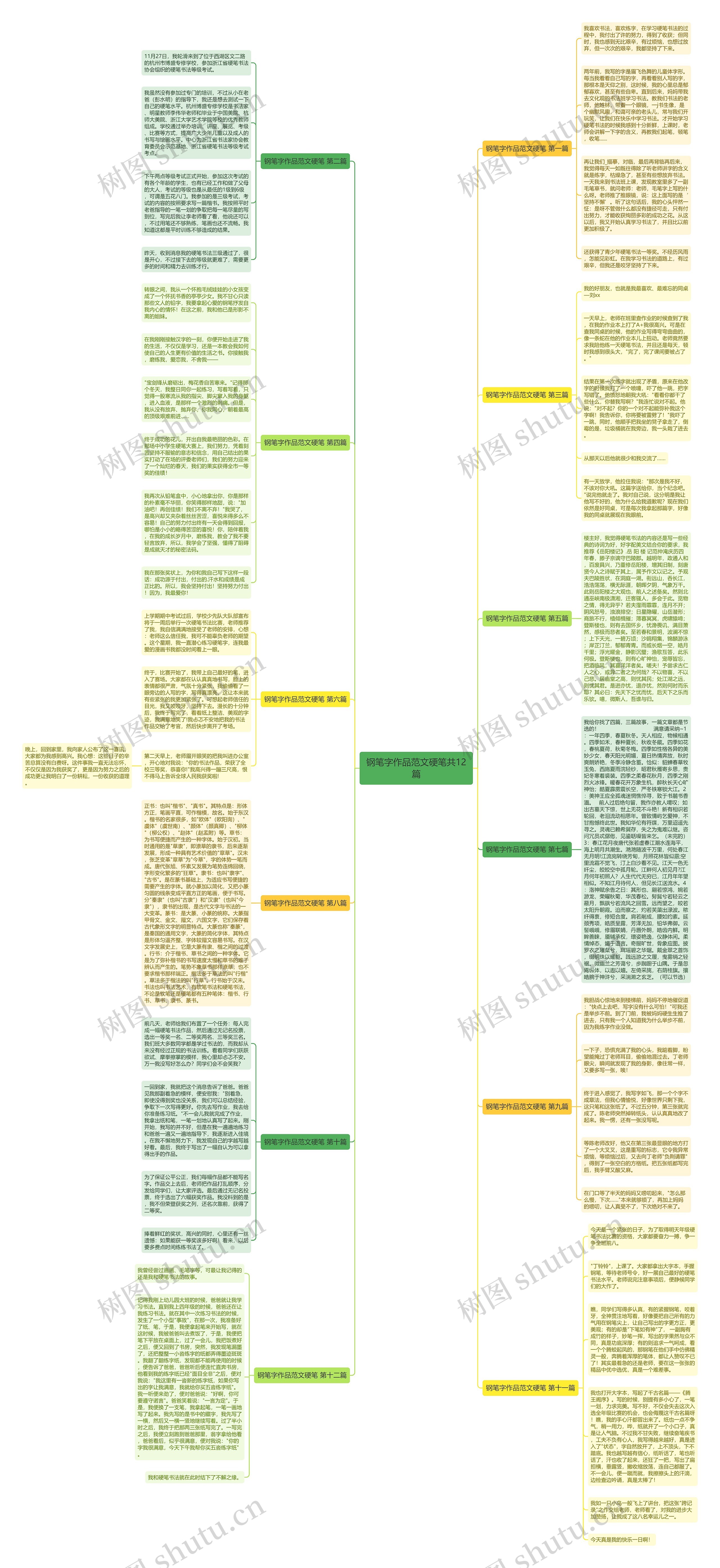 钢笔字作品范文硬笔共12篇思维导图