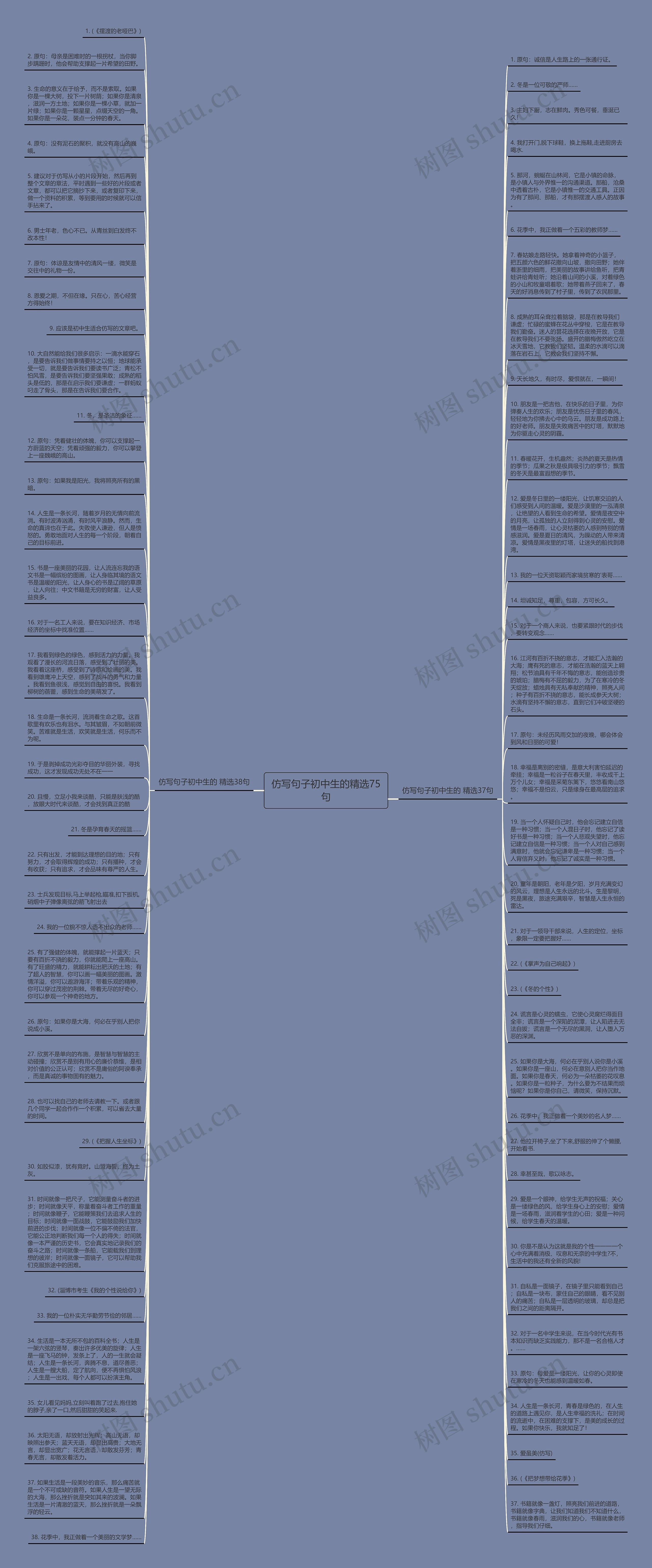 仿写句子初中生的精选75句思维导图